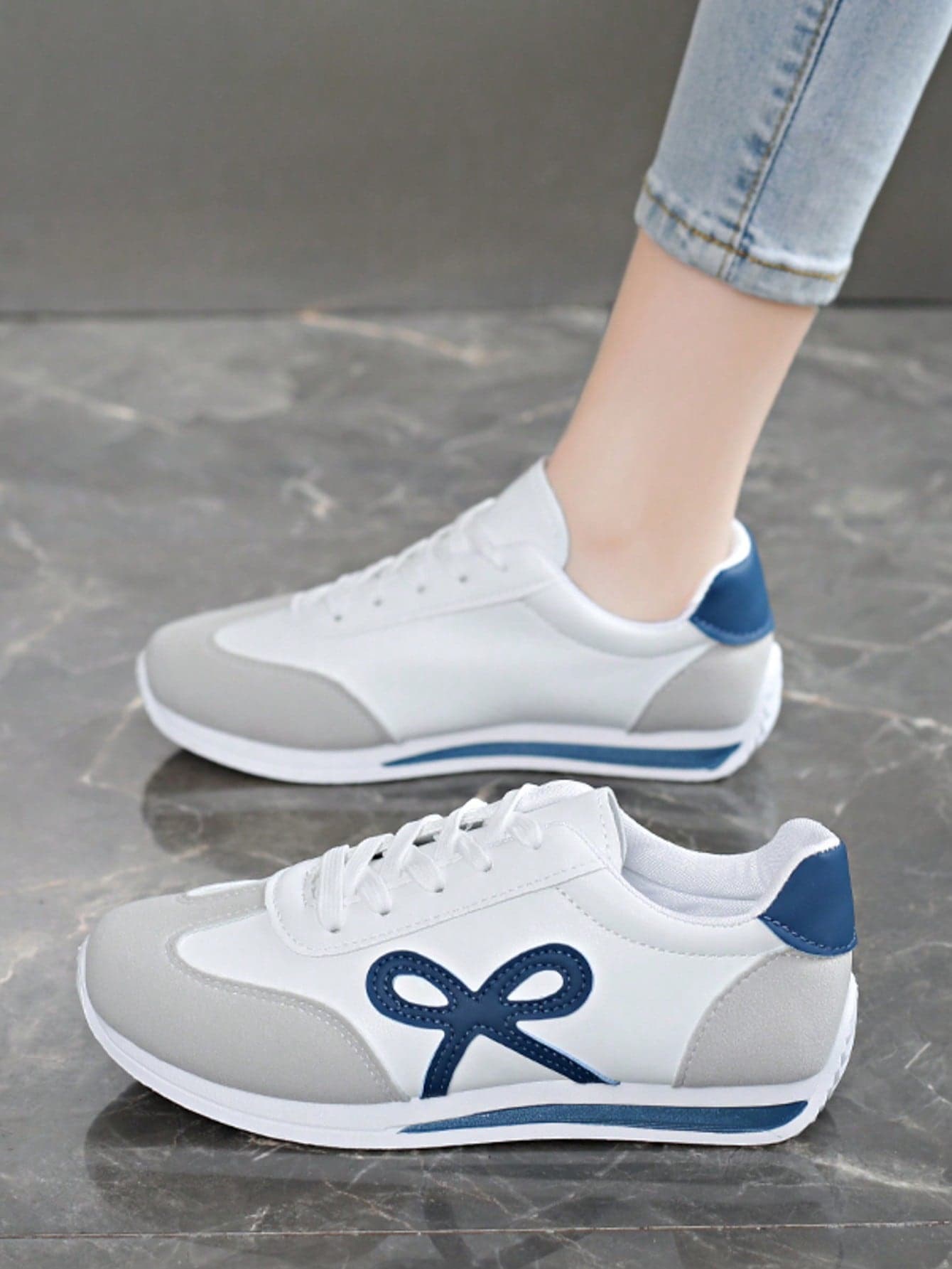 Women's Versatile Casual Sneakers, Round Toe Low-Top, Comfortable Flat, Sporty Retro Style, Colorblock, Available In Red, Green, Yellow, Size 35-43 Plus Size