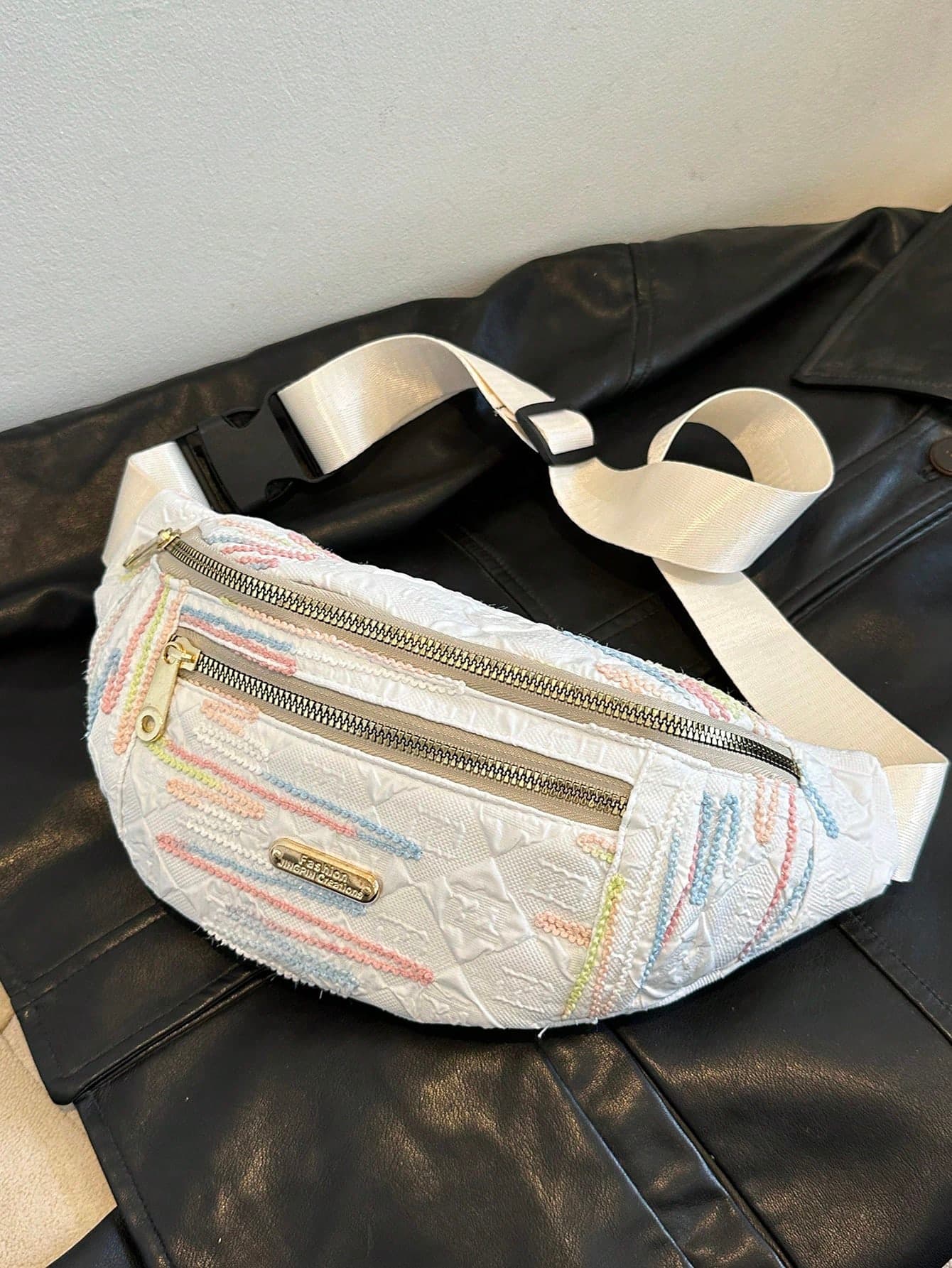 Colorful String Chest Bag, Retro Jacquard Waist Bag, Casual Commute Shoulder Crossbody Bag, INS Style