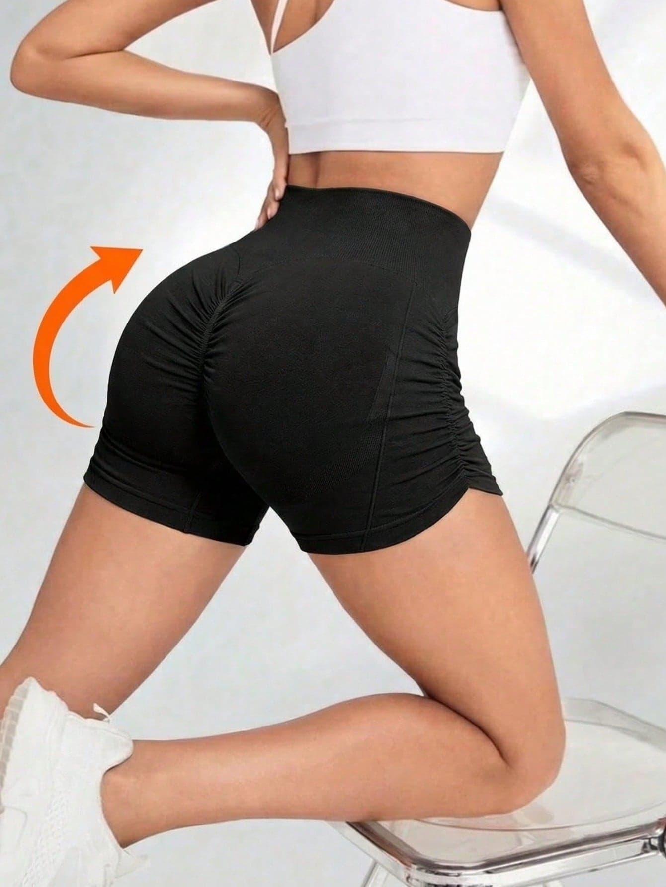 1-Pack Women's High Waisted Seamless Workout Shorts, Ruched Butt And Legs Shorts For Pilates Training Sports