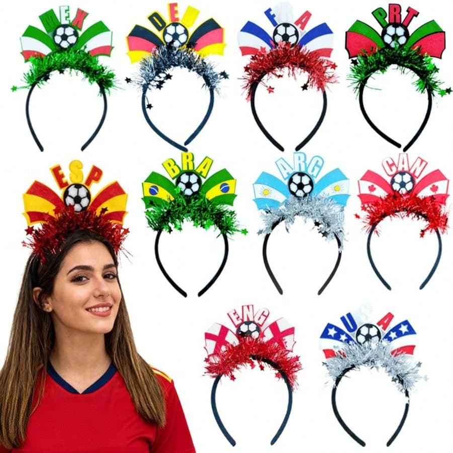 2026 World Cup (USA, Mexico, Canada) National Team Fan Headband, Cheer Squad Headwear, Football Club Headpiece Hair Band Hair Hoop, Hair Accessories