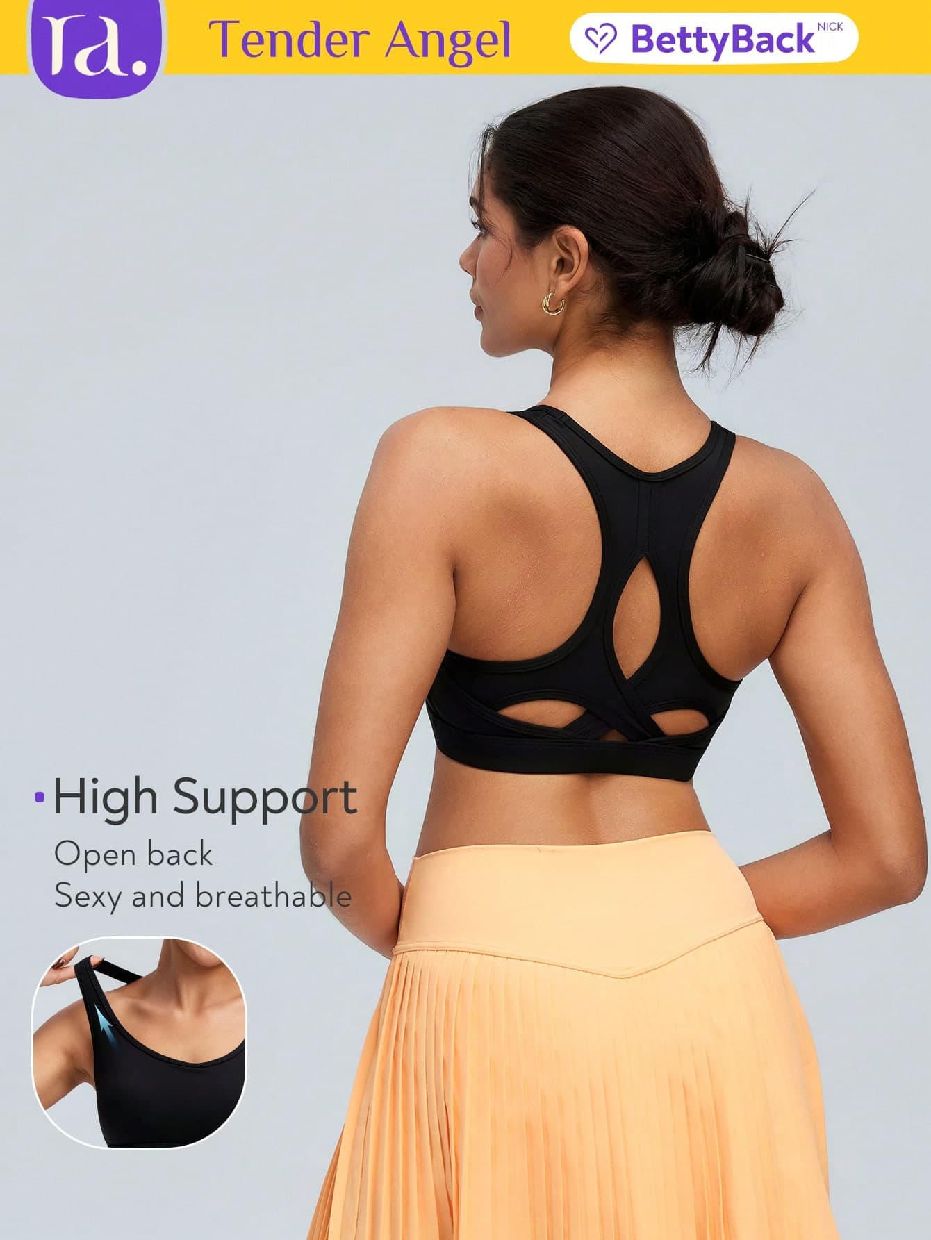 Tender Angel Women Sports Bra, Removable Padded, Minimalist Racerback Design, Suitable For Yoga, Running, Fitness