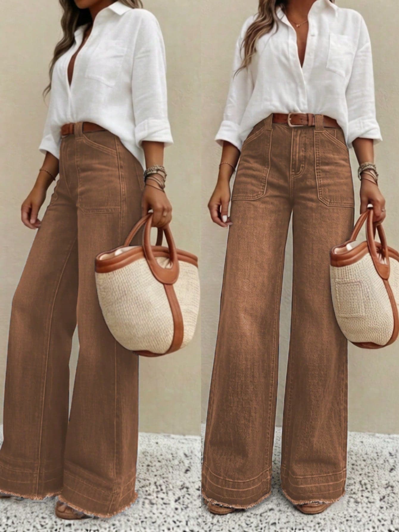 New Women's High-Quality Fashion Casual Loose Fit Denim Wide Leg Pants, Comfortable Everyday Wear, Suitable For All Seasons Spring
