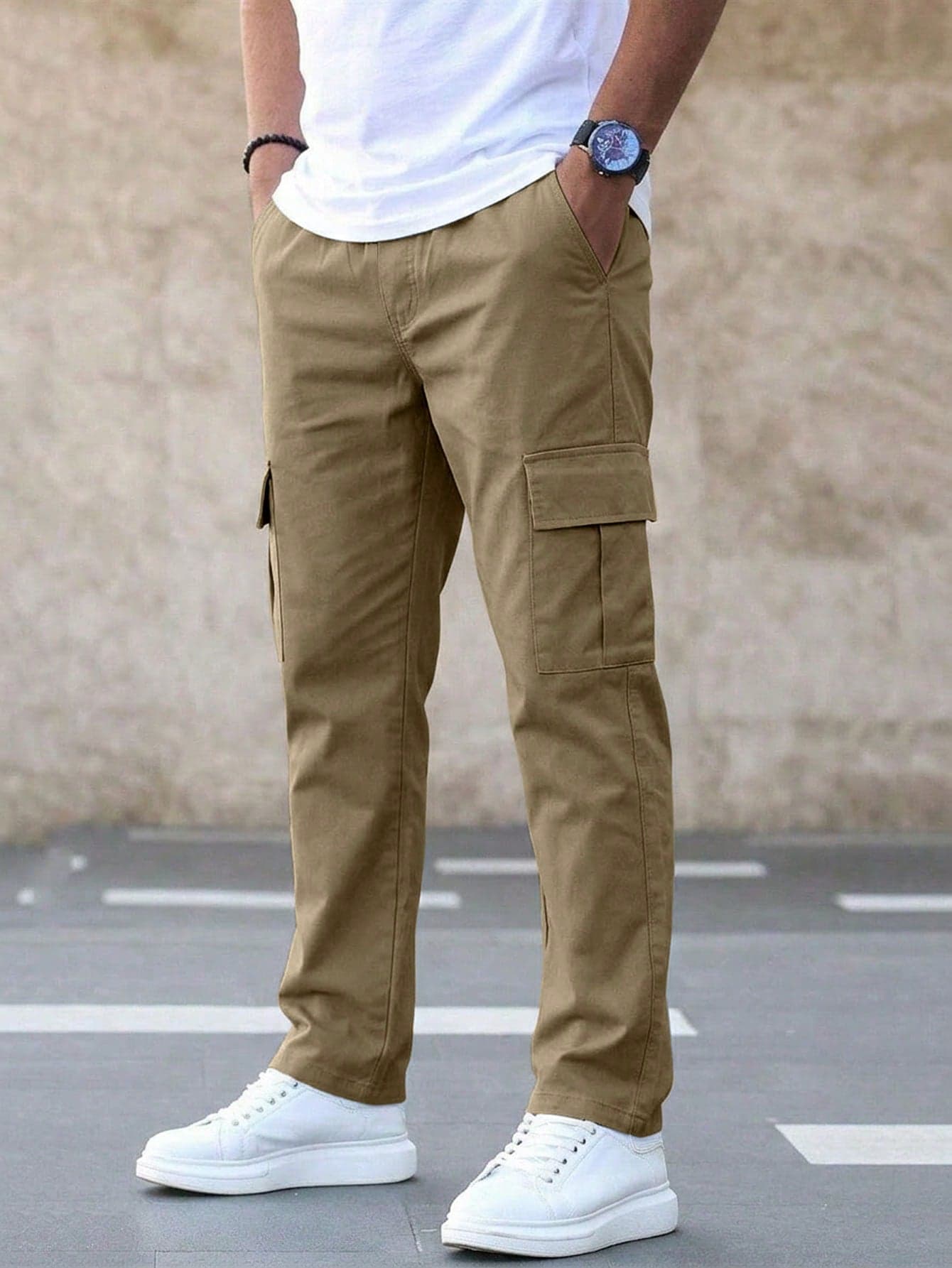 1pc Teen Boy Casual Loose Fit Cargo Pants, Straight Leg, Outdoor Sports, Suitable For Spring And Autumn