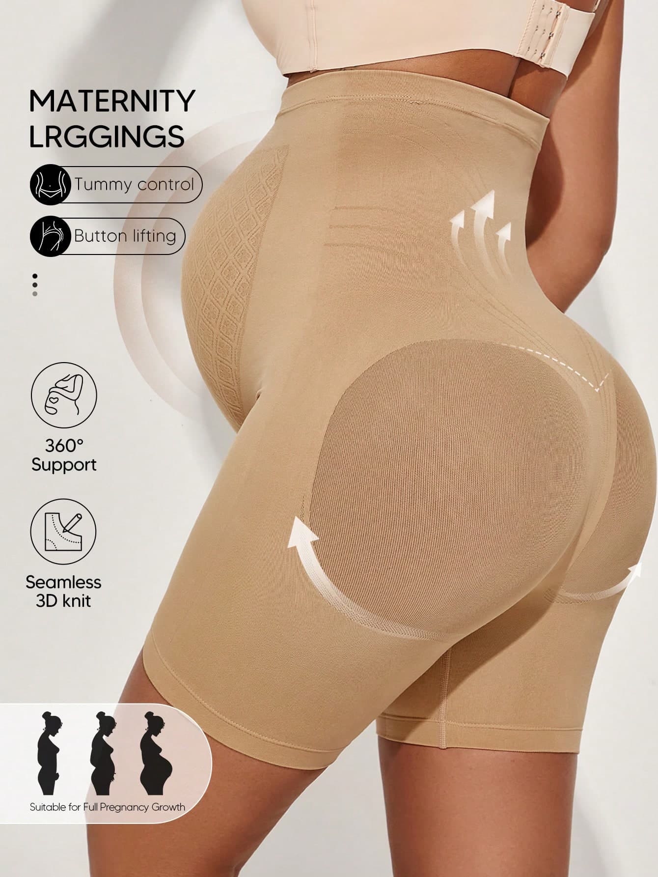 Suprenx Maternity Pants Support Mid-Thigh Shorts Yoga Over The Bump Workout Athletic Biker Shorts Basics