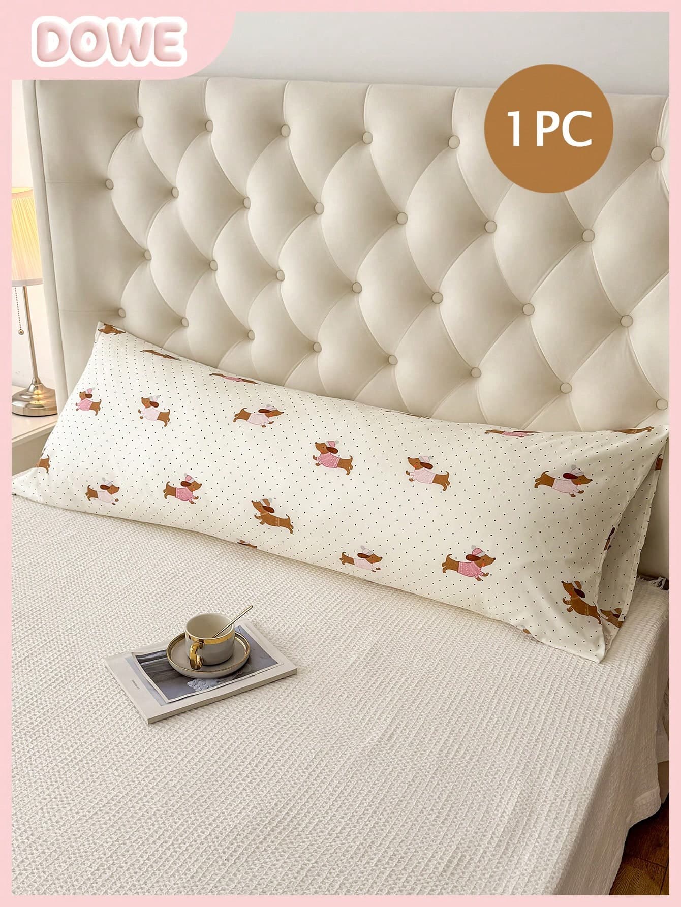 1pc Cute Dachshund Print Long Pillow Case (Pillow Insert Not Included) - Lightweight Breathable Decorative Pillow Cover, Romantic Theme Bed/Sofa Throw Pillow Sham, Elegant Bedroom Sofa Decor Cushion Cover