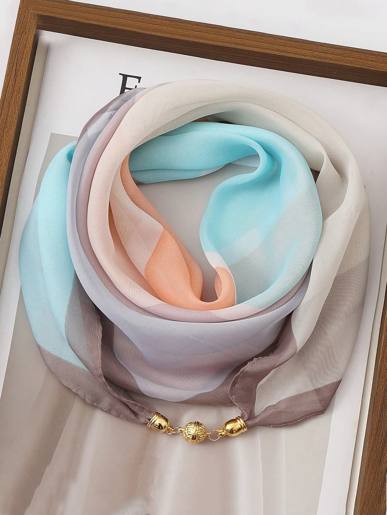 Elegant Thin Transparent Scarf, Fashionable Magnetic, Chiffon Feel, Warm Decoration, Windproof, No Feathers, Women's Spring And Summer Use