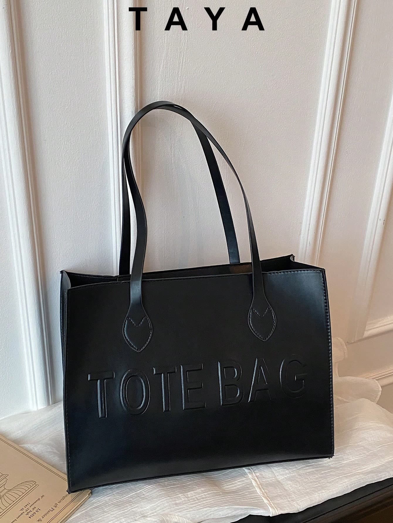 Women's Large Capacity Tote Bag, Faux Leather Material, Dual Shoulder Strap Design, Spacious For Commuting And Shopping,Business Professional Women