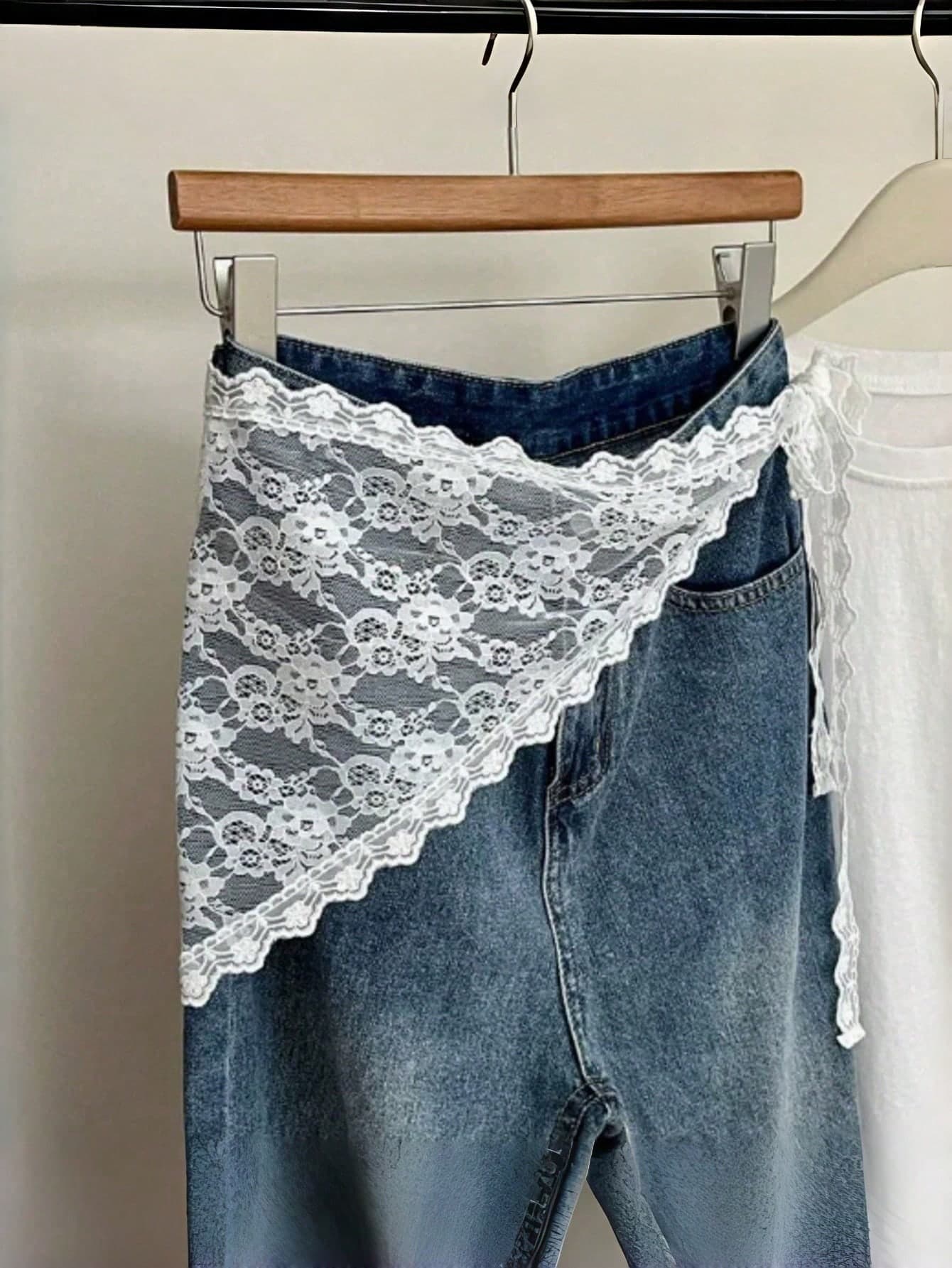 Women's Lace Embroidery Waist Belt, Layered Scarf, Versatile Tulle Skirt Accessory, Sweet Mesh Waist Chain, Multifunctional Headscarf Accessory School