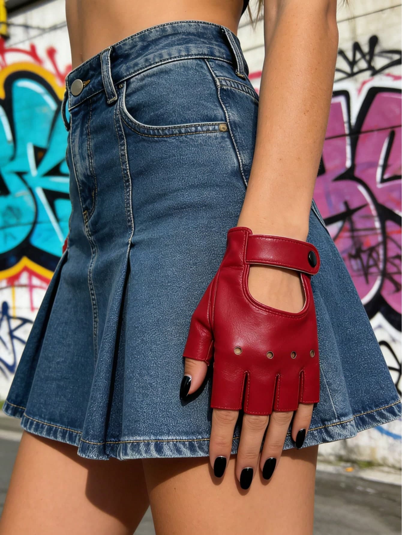 1 Pair Fingerless Motorcycle Leather Gloves