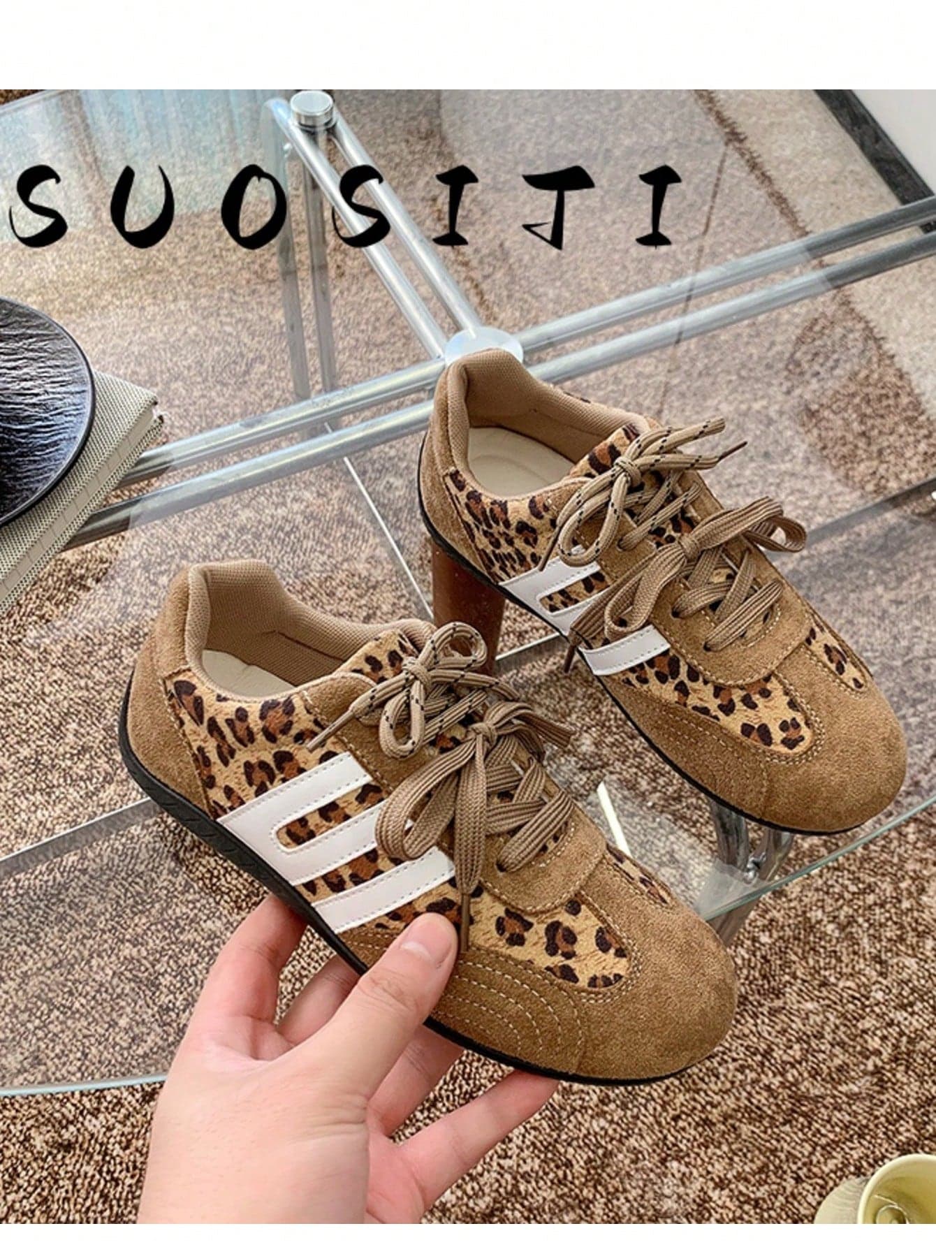 Women's Comfortable Lightweight Khaki Flat Non-Slip Outdoor Sports Casual Student Running Sneakers
