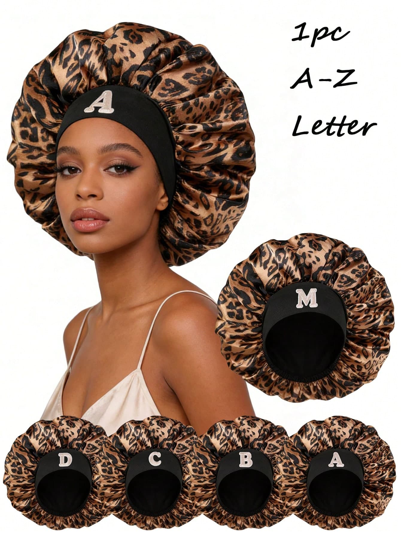 1pc Unisex Personalized A-Z Letter Satin Sleep Cap, Silk-Like Soft Sleep Hat, Comfortable Sleeping Cap, Smooth Satin Everyday Hat, Used For Hair Care Anti-Static And Curling, Valentine's Day Gift,Holiday,Travel