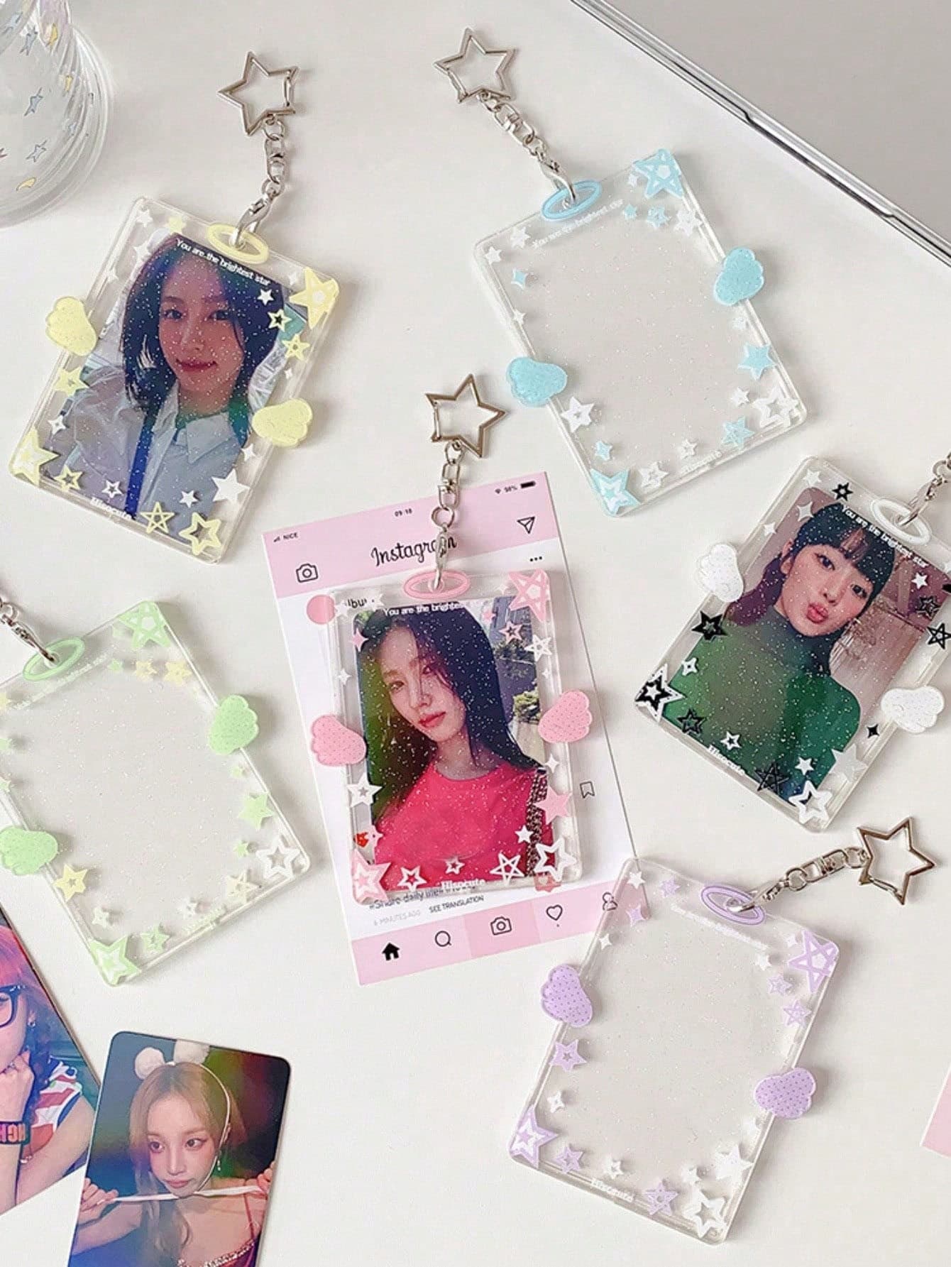 1 PC Star Hard Card Holder, Student 3-Inch Protective Case, Idol Idol Idol Small Card Display Pendant Set
