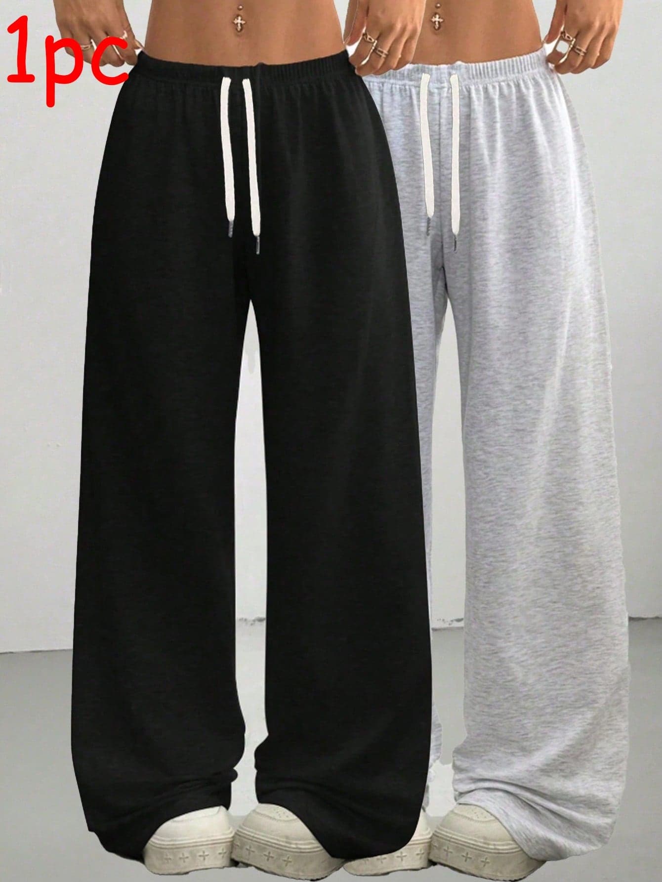 Women'S Loose Fit Drawstring Waist Casual Wide Leg Pants, Everyday Wear Tights Spring Sports
