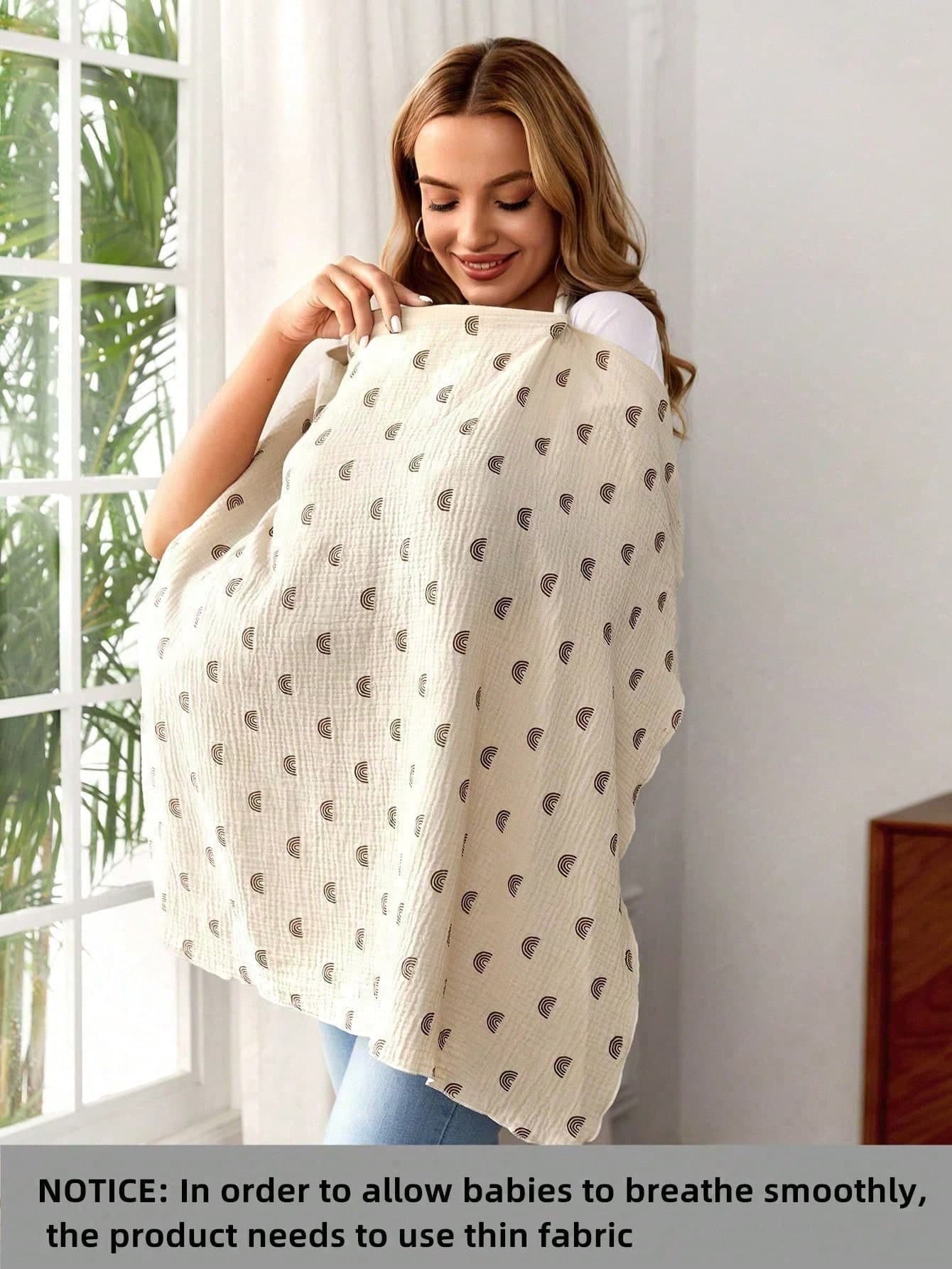 1pc Comfortable Breathable Multifunctional Nursing Cover, Anti-Peeping Pure Cotton Delicate Printed Nursing Scarf, Breastfeeding Shirt For Moms, Nursing Cover Up, Suitable For All Seasons