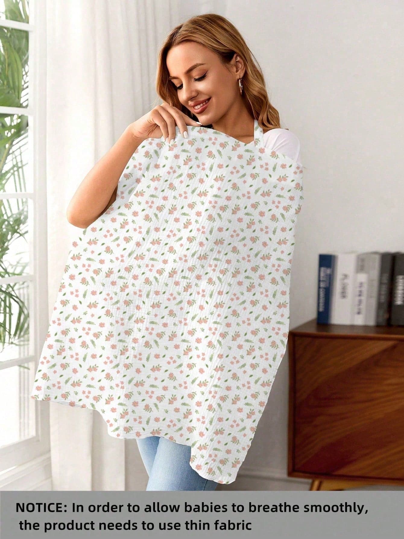 1pc Comfortable Breathable Multifunctional Nursing Cover, Anti-Peeping Pure Cotton Delicate Printed Nursing Scarf, Breastfeeding Shirt For Moms, Nursing Apron, Suitable For All Seasons