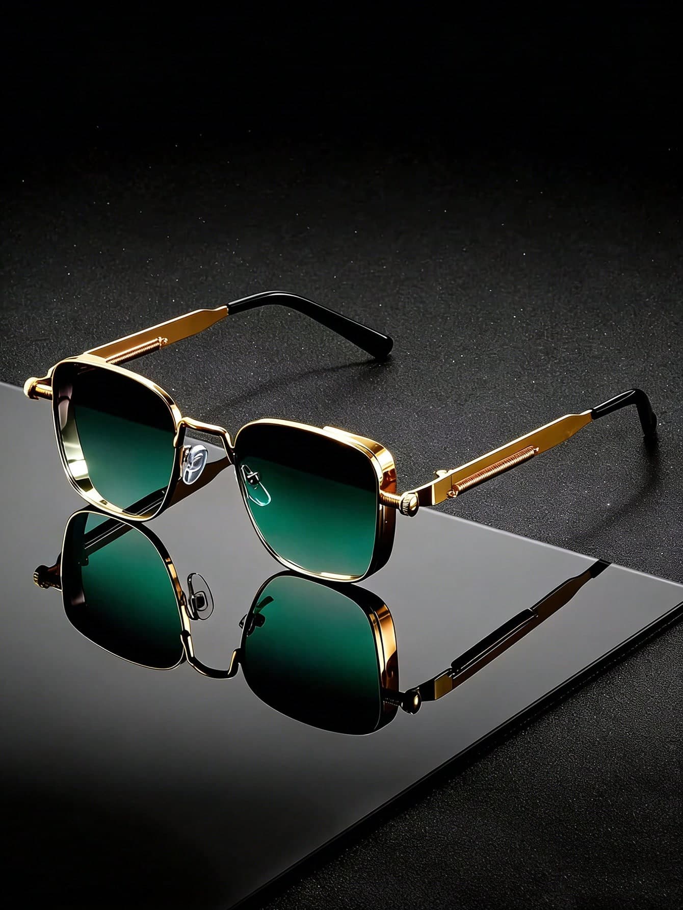 Retro Gold Metal Frame Glasses, Suitable For Men And Women, Steampunk Style, Street Fashion, Can Be Worn Daily And For Driving