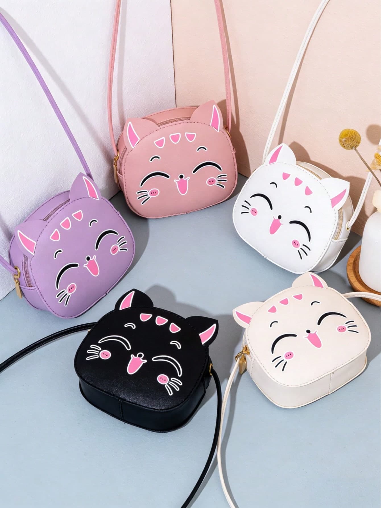 1pc Girls Cute Cat Shaped Crossbody Bag, Adorable Cat Mini Round Shoulder Bag, Coin Purse, Everyday Accessory & Holiday Gift