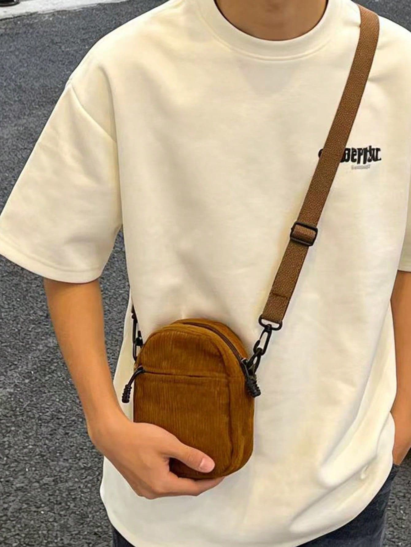 Men's Corduroy Mini Crossbody Bag, Retro Small Shoulder Bag For Daily Commute, Casual, Lightweight, Crossbody Bag For Travel, Shopping, School ,City Bag