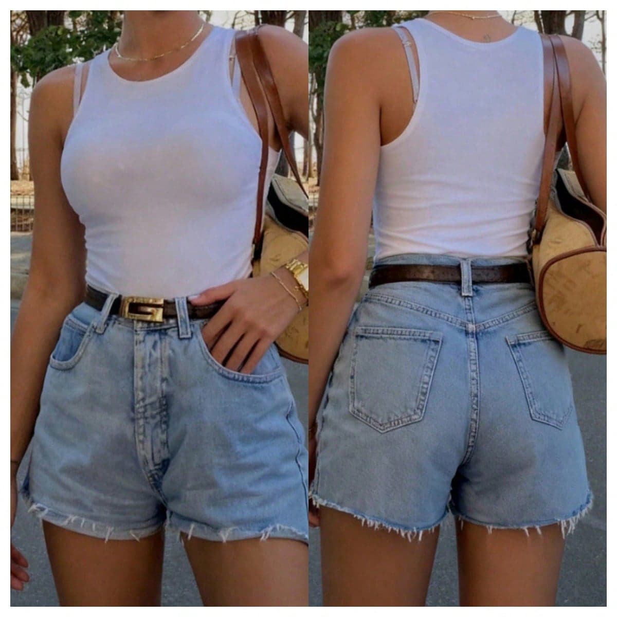 Women's Casual Washed Denim Shorts, Frayed Hem, Comfortable Straight-Leg Jeans Shorts, Suitable For Summer