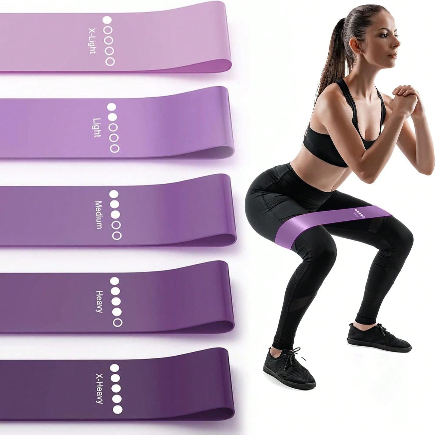 5pcs Resistance Bands Set, Suitable For Strength Training, Stretching, Fitness, Made Of Durable TPE Material, Suitable For Women And Men For Home Workout, Pilates, Yoga, Leg, Butt And Arm Exercises