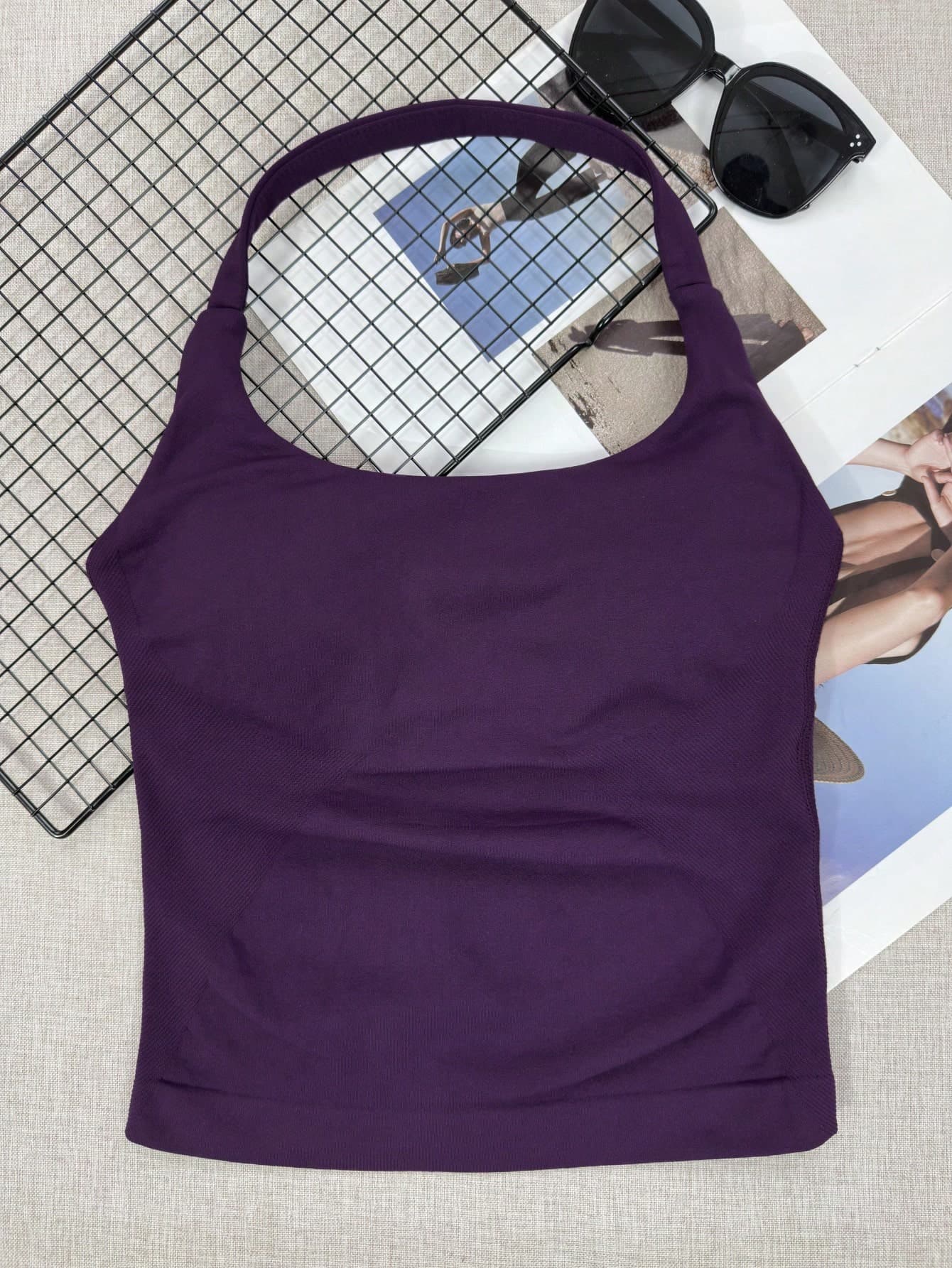 Seamless Long Camisole Women's Fitness Tank Top With Removable Bra, Sports Yoga Vest