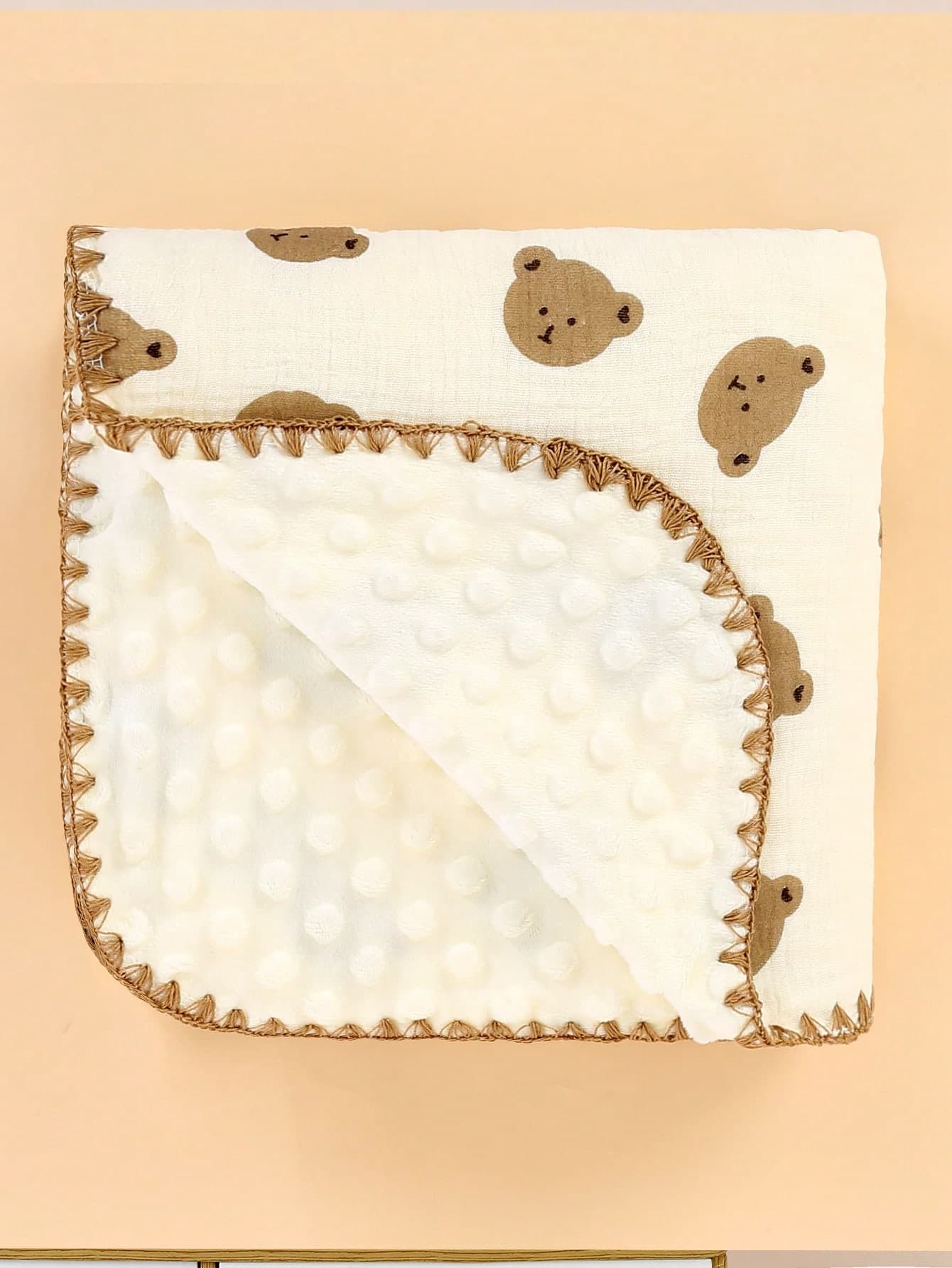 1pc Cartoon Bear Pattern Baby Spring/Summer Soft Comfortable Plush Blanket, Nursery Toddler Large Quilt, Children's Air Conditioning Throw, Adult Office Shawl, Stroller Blanket