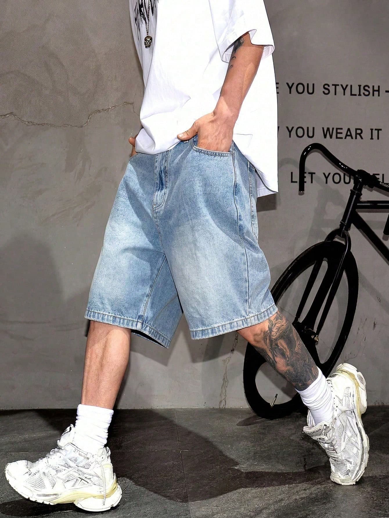 Denim Shorts, Cotton Ripped Jeans Shorts, Straight Leg Casual Shorts, Breathable Versatile Summer Commuter Shorts