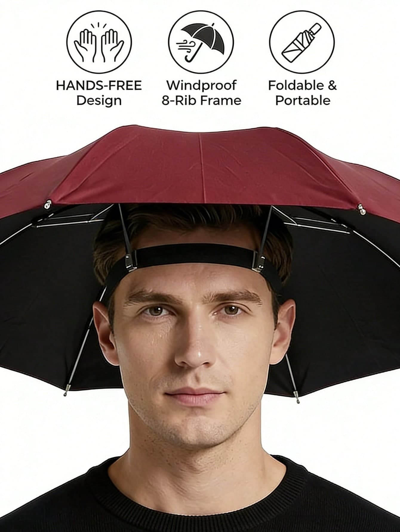 1pc Foldable Head Umbrella Hat , Outdoor Portable Umbrella Camping Beach Head Hats ,Windproof Fishing Head Wearing Sunshade Rain Gear, Head-Mounted Umbrella For Spring Summer Picks,Room,Bedroom Decor,Beach,Travel,For Men,For Women,Vacation,Cute Stuff