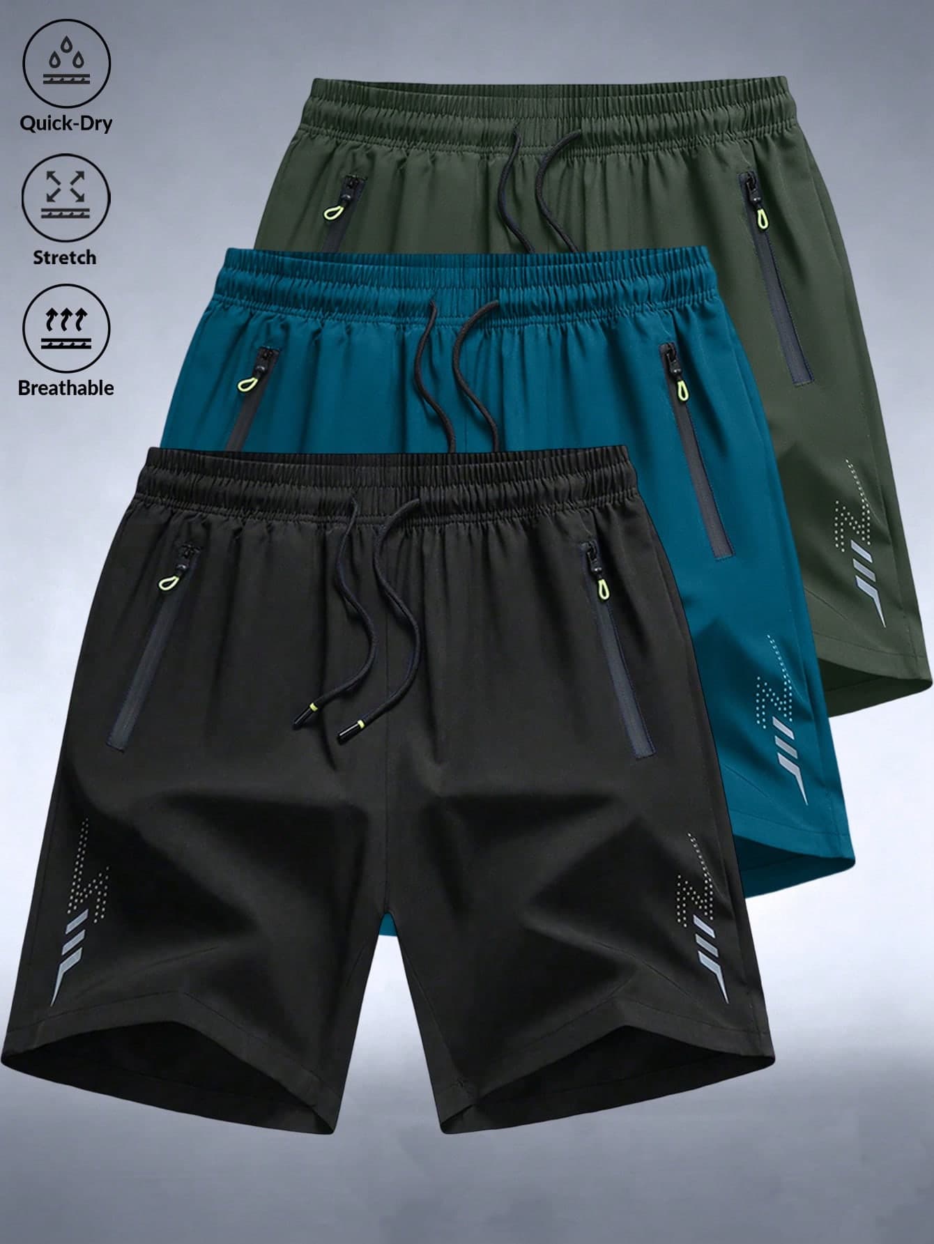 3pcs 2026 New Men's 3/4 Length High Performance Training Shorts, Soft & Lightweight Suitable For Fitness & Running