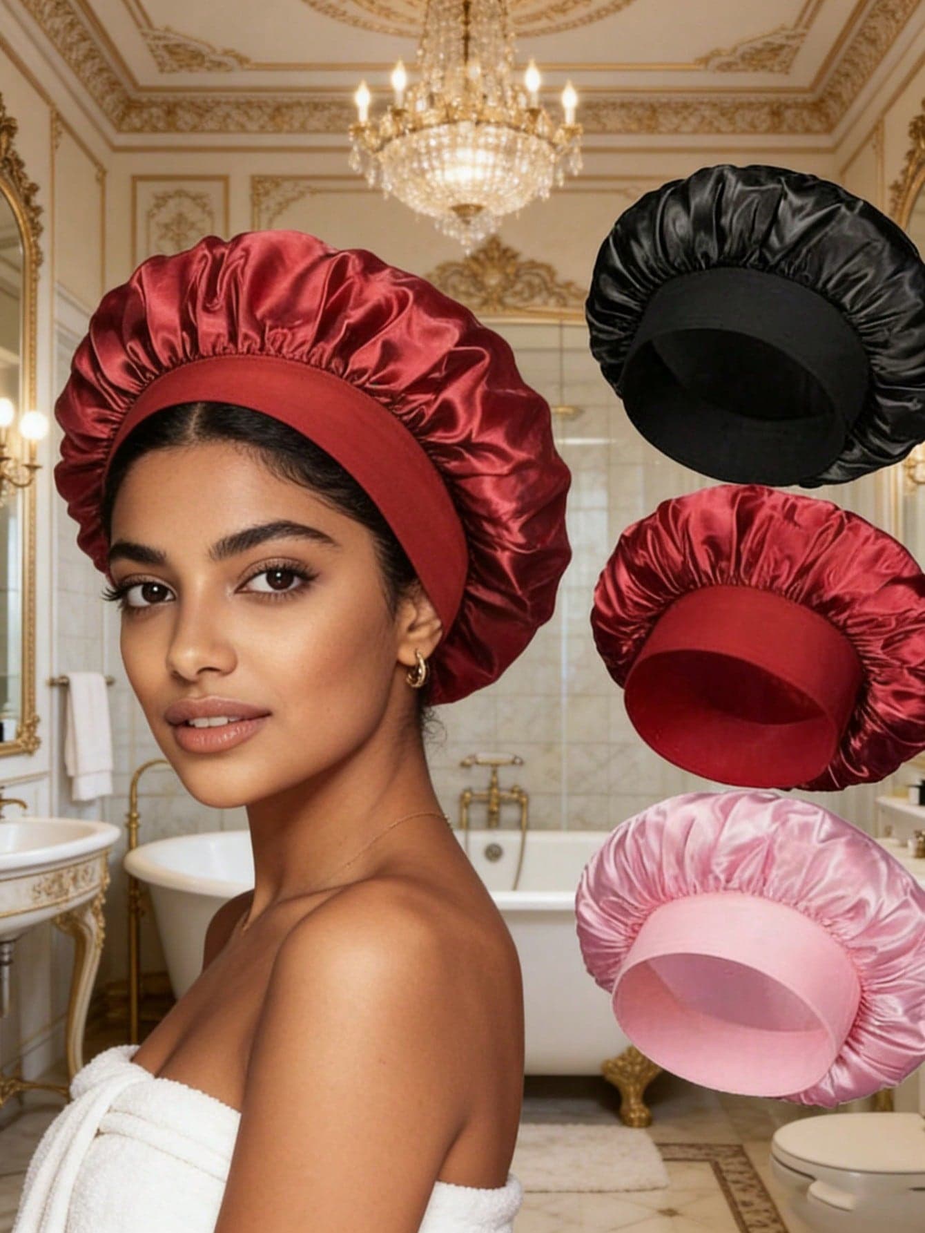 1pc Luxury Satin Silk Sleep Cap, Loose Elastic Headwear, Suitable For Women Hair Care, Unisex Night Hair Care Cap, Comfortable For Home Use, Sleep Cap, Women's Elastic Shower Cap, Adult Unisex Hair Care Cap Suitable For Shower