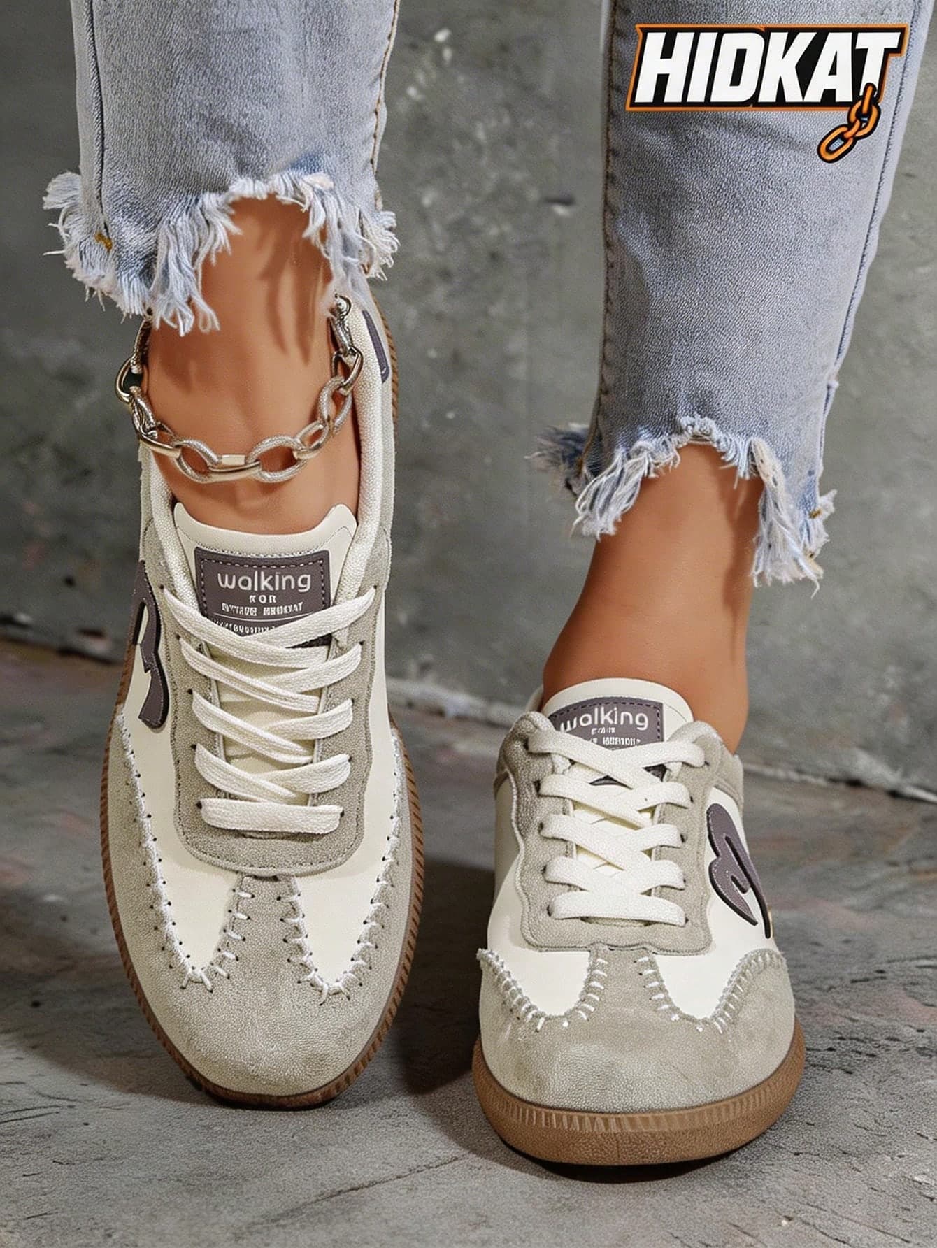 Hidkat Women's Summer Casual Flat Shoes, 2025 Spring New Lightweight Soft Bottom Patchwork Sneakers