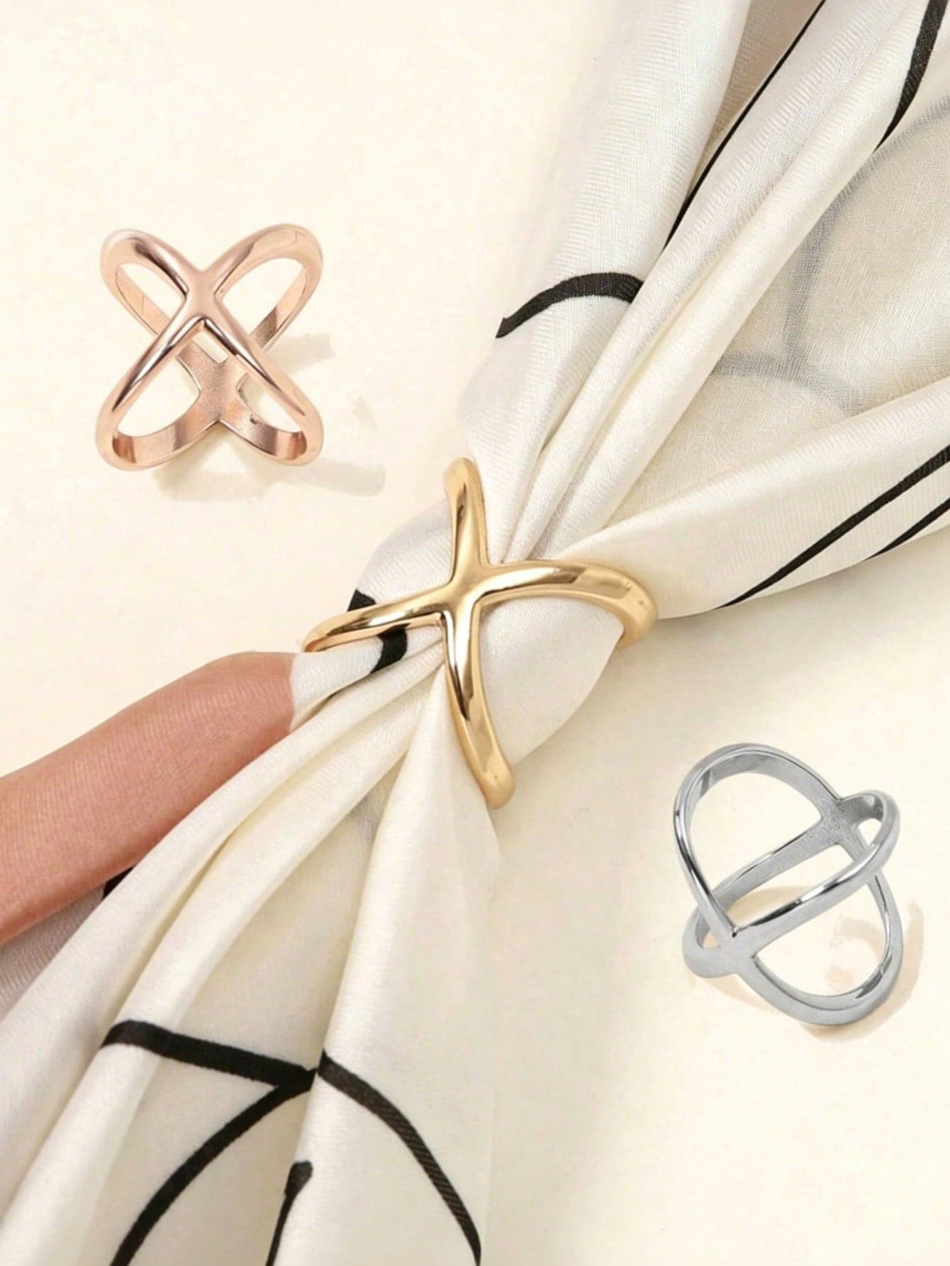 1/2/3/9pcs Women's Fashion Gold Hollow Ring Scarf Buckle Elegant Brooch Dress Waist Belt Buckle Accessory