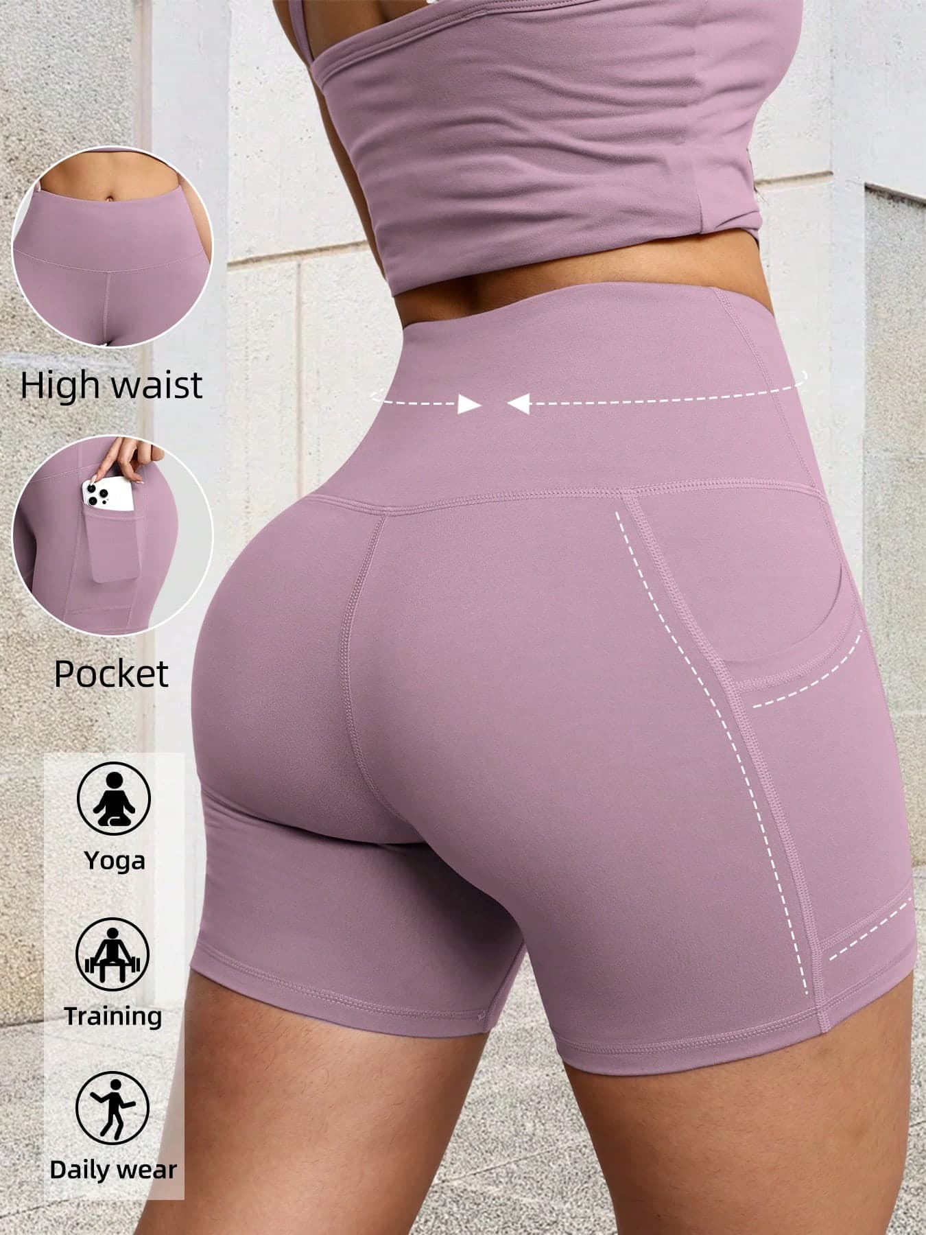 Women's Outdoor Cycling Sports Shorts With Pockets, Waist Slimming, Fitness Running Shorts, Sportswear