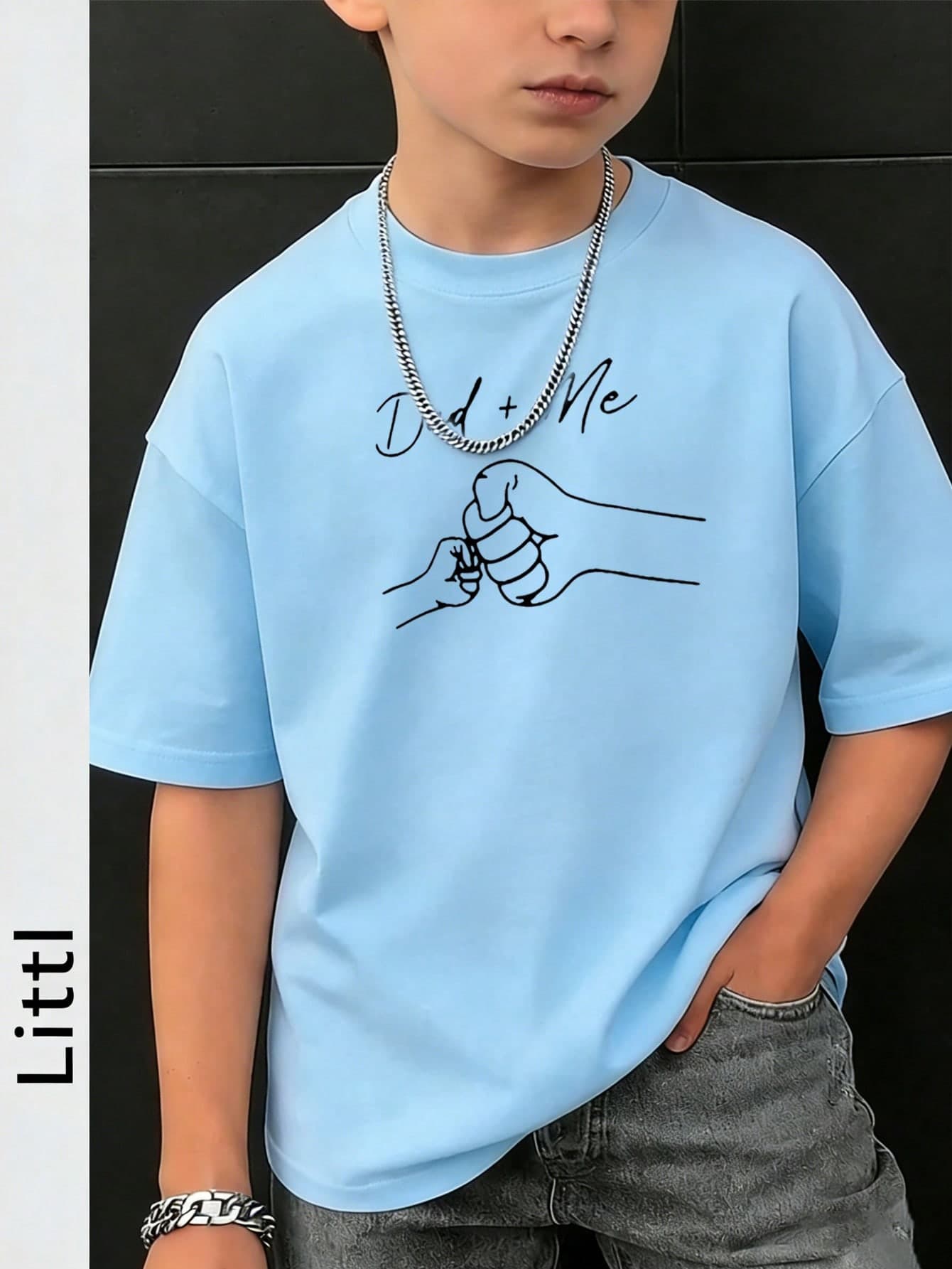 Tween Boys Casual Printed White Crew Neck Short Sleeve T-Shirt, Summer Top