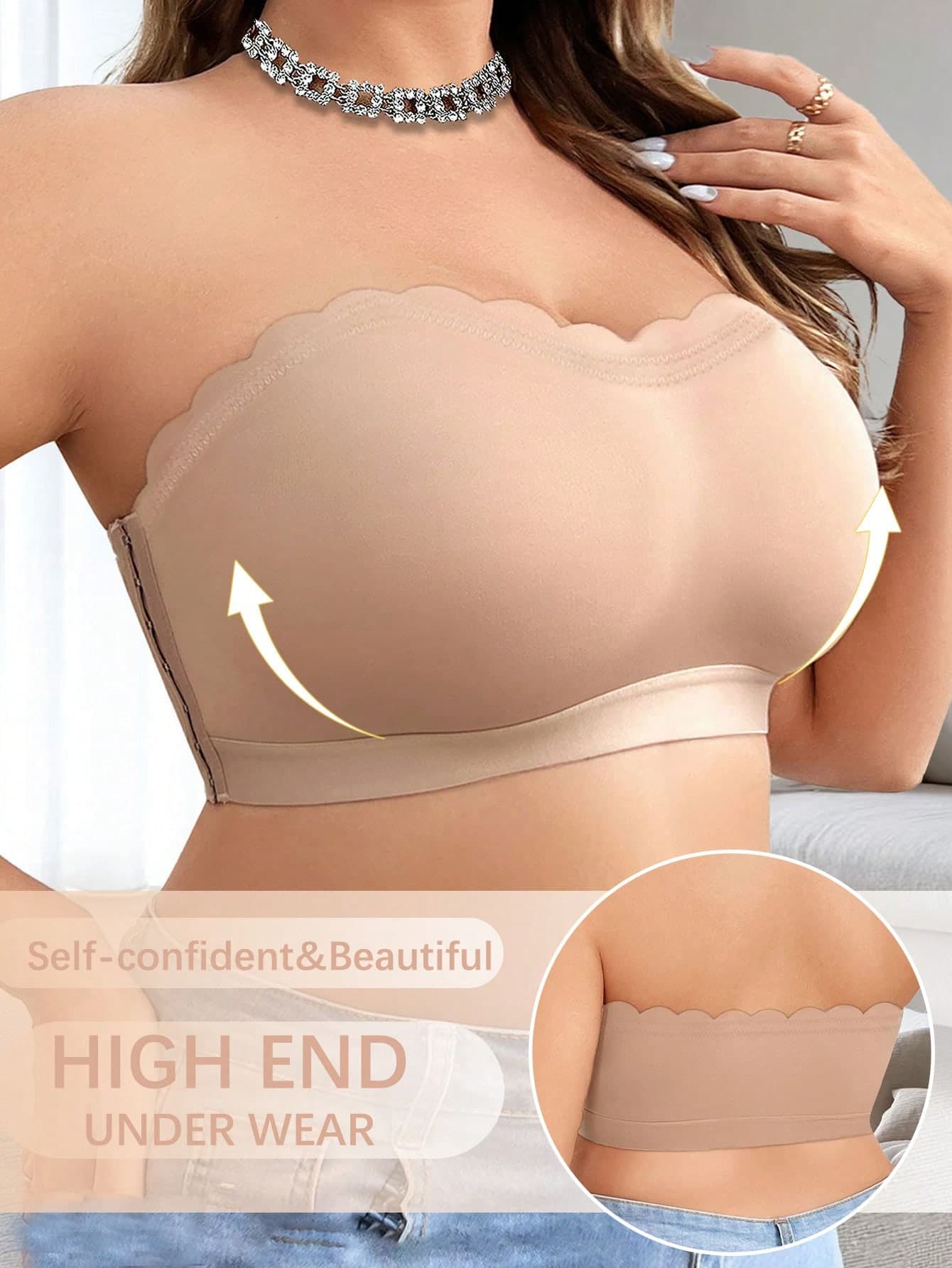 Plus Size Solid Color Front Button Closure Casual Wireless Bra