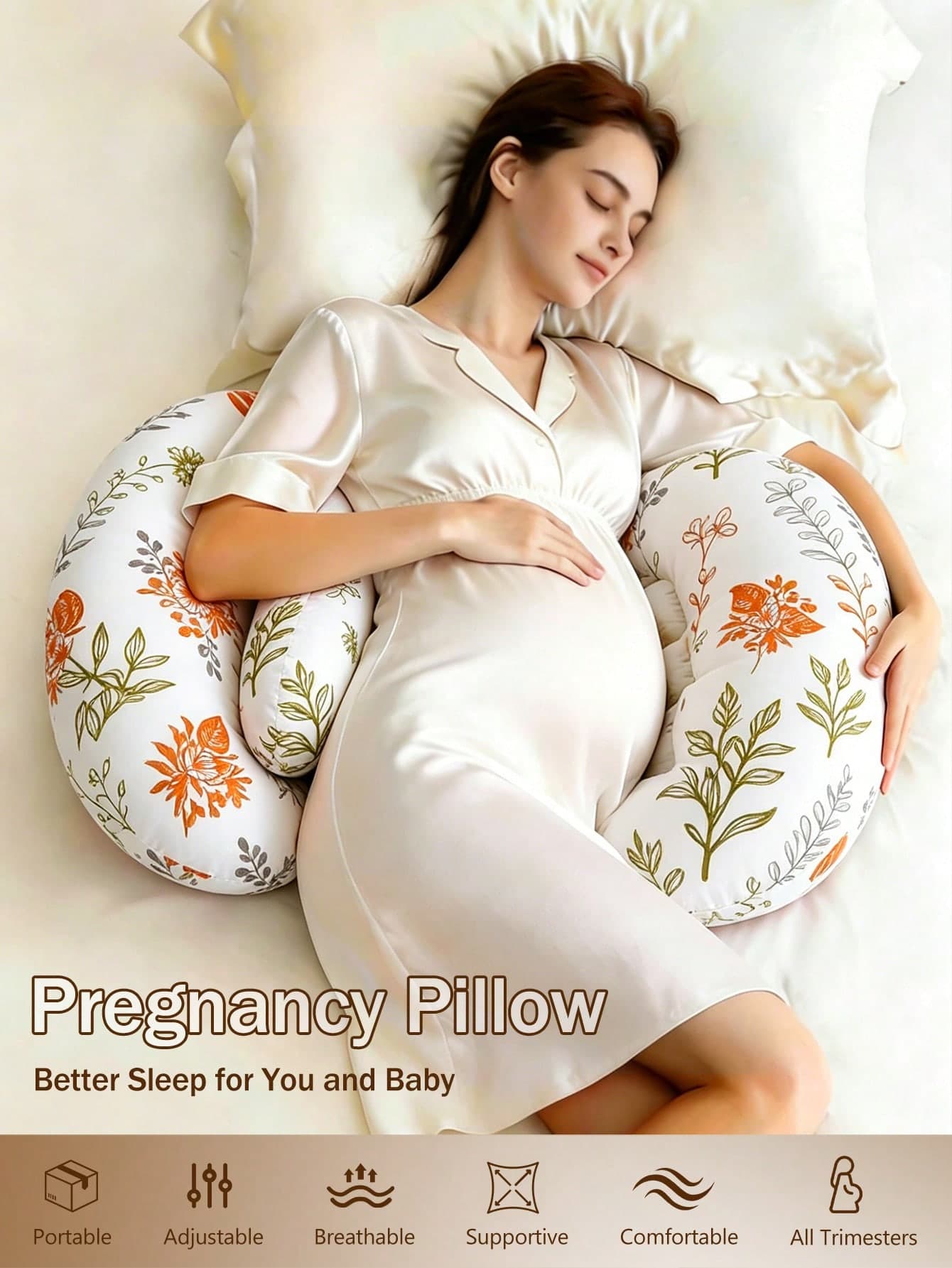 2-In-1 Pregnancy Pillow – Soft Memory Foam Full Body Support For Side Sleepers, Back, Belly, Hips & Legs