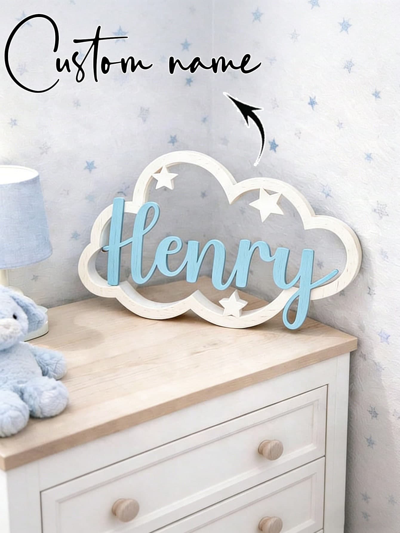 1pc Customized Wooden Cloud-Themed Decorative Plaque - Nursery Wall Decor - Personalized Baby Room Decoration - Unique Newborn Gift. This Personalized Wooden Cloud-Shaped Name Plaque Can Create A Soft And Dreamy Atmosphere For The Baby's Room. This Thoughtful And Meaningful Wall Decor Can Make The Baby's Room More Unique.