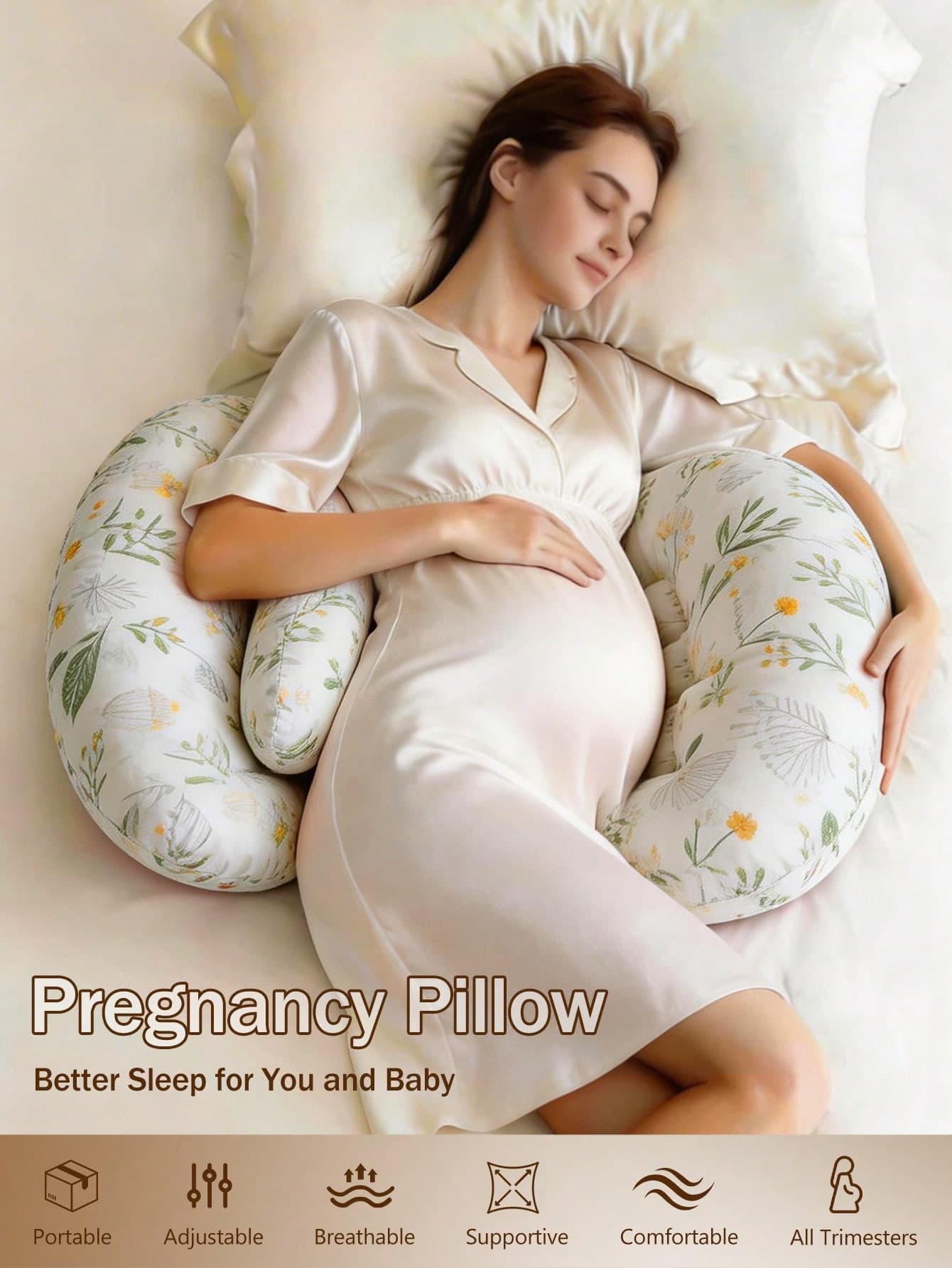 2-In-1 Pregnancy Pillow – Soft Memory Foam Full Body Support For Side Sleepers, Back, Belly, Hips & Legs