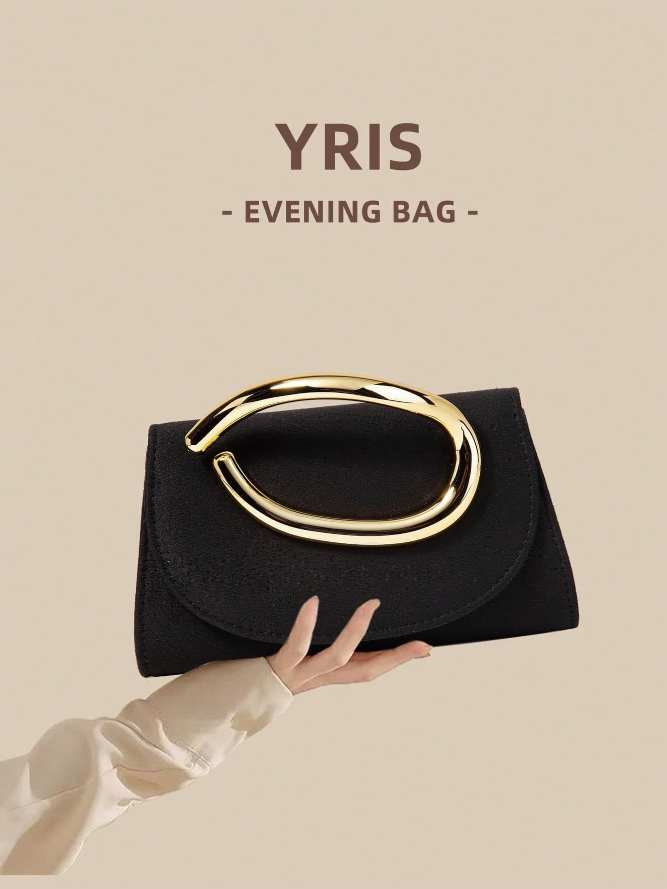 1pc Black High-End Velvet Clutch Bag With Gold Decor, Showcasing The Fusion Of Fashion And Elegance, Suitable For Wedding, Party, Prom, Banquet And Other Occasions (Clutch/Handbag/Shoulder Bag/Crossbody Bag)