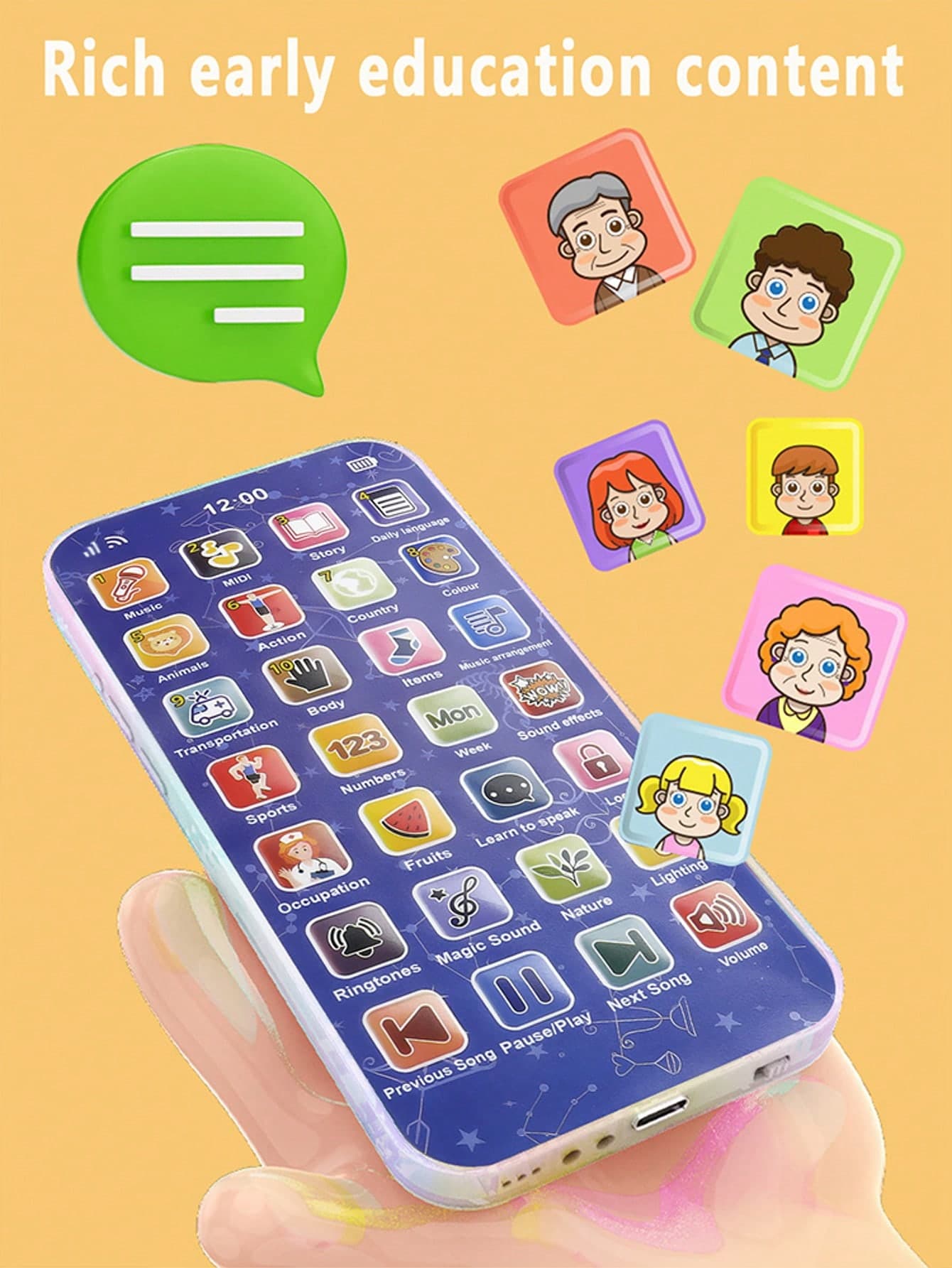 1pc Baby Musical Toy Phone With Lights And Sounds, Early Learning Educational Phone, Toddler Interactive Role Play Toy, Great Gift For Kids