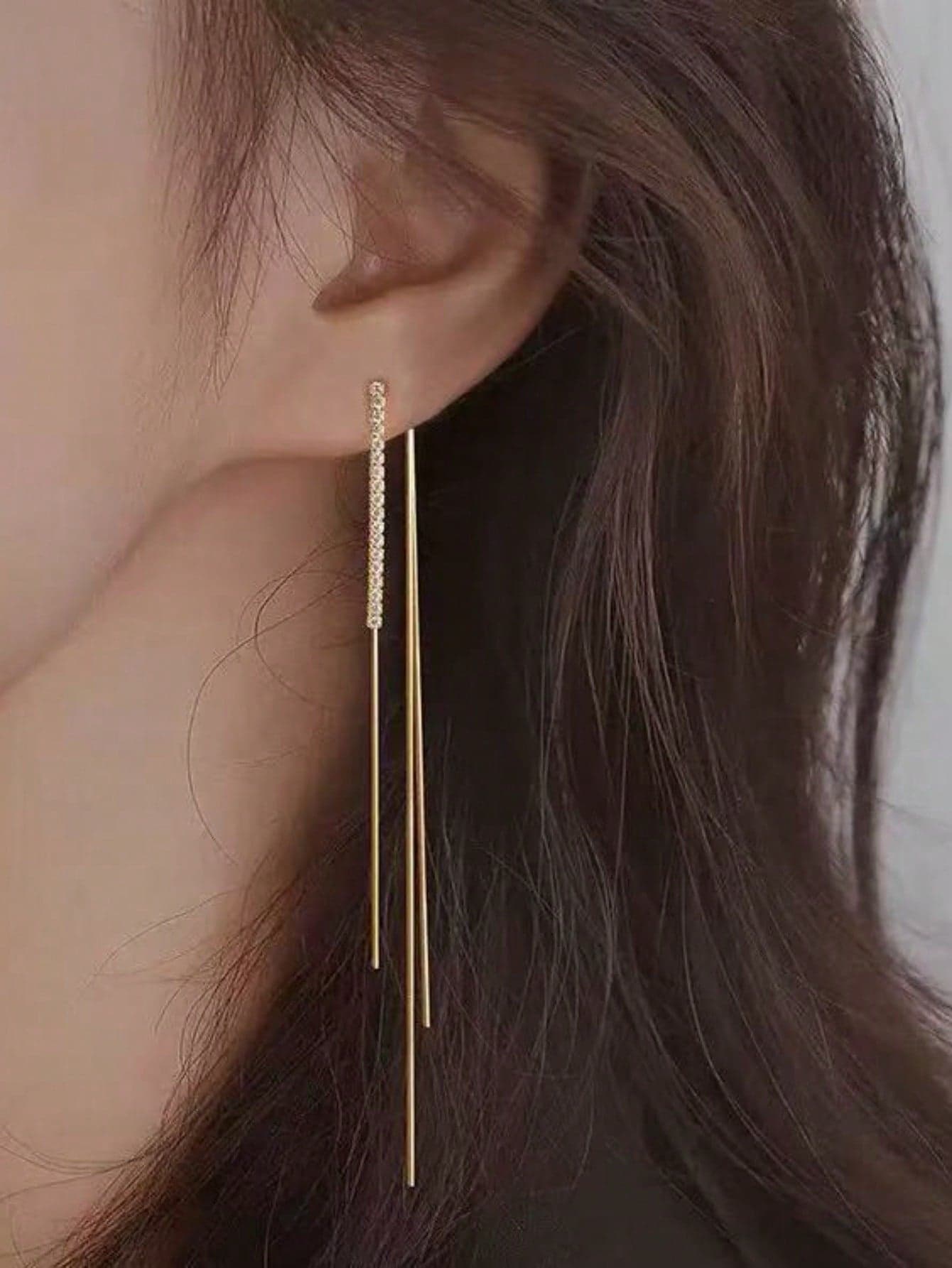 1 Pair Metal Crystal Chain Convertible Earrings, European And American Style Personalized Fashion Long Tassel Earrings For Women, Girls, Travel, Wedding, Party, Birthday, Christmas Gift 2026