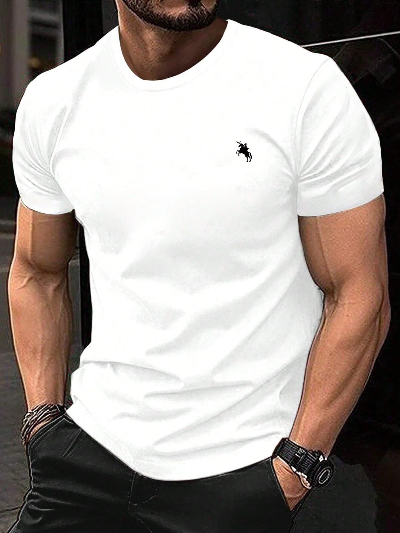 Father's Day Gift Men's Casual Versatile Everyday Commute Simple Printed Short Sleeve T-Shirt, Spring/Summer