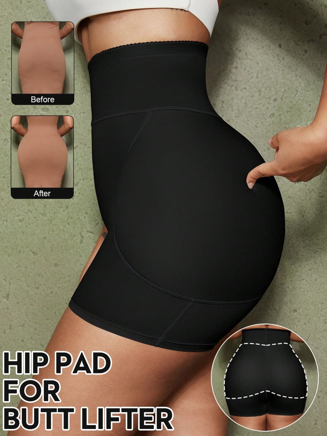 1pc Women Waist Trainer Shorts With Butt Lift Padding, High Waist Shapewear