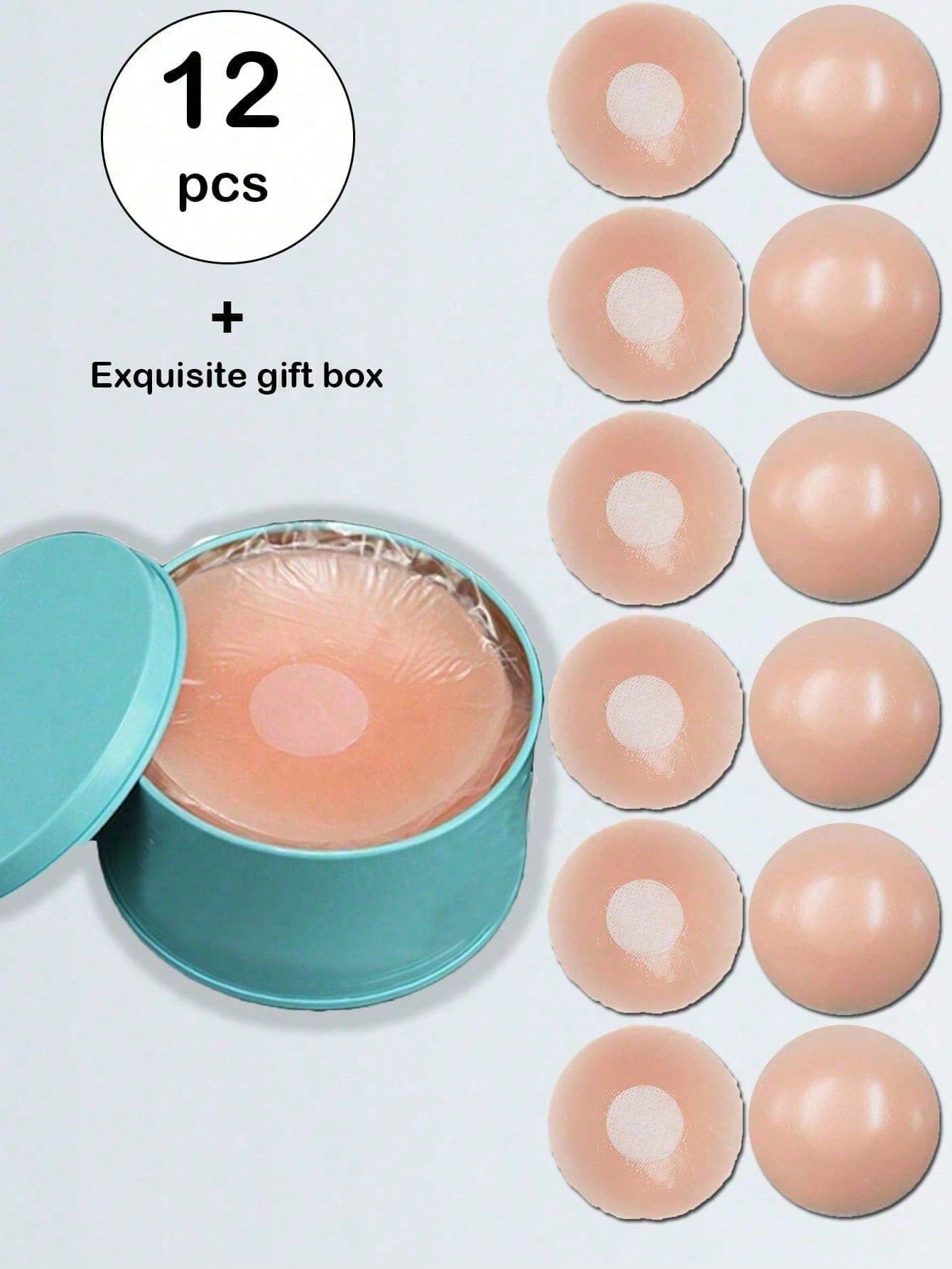 12pcs Reusable Seamless Silicone Breast Patches - Invisible, Self-Adhesive, Anti Protrusion Female Breast Patches - Comfortable, Breathable, Easy To Clean Bra Accessories
