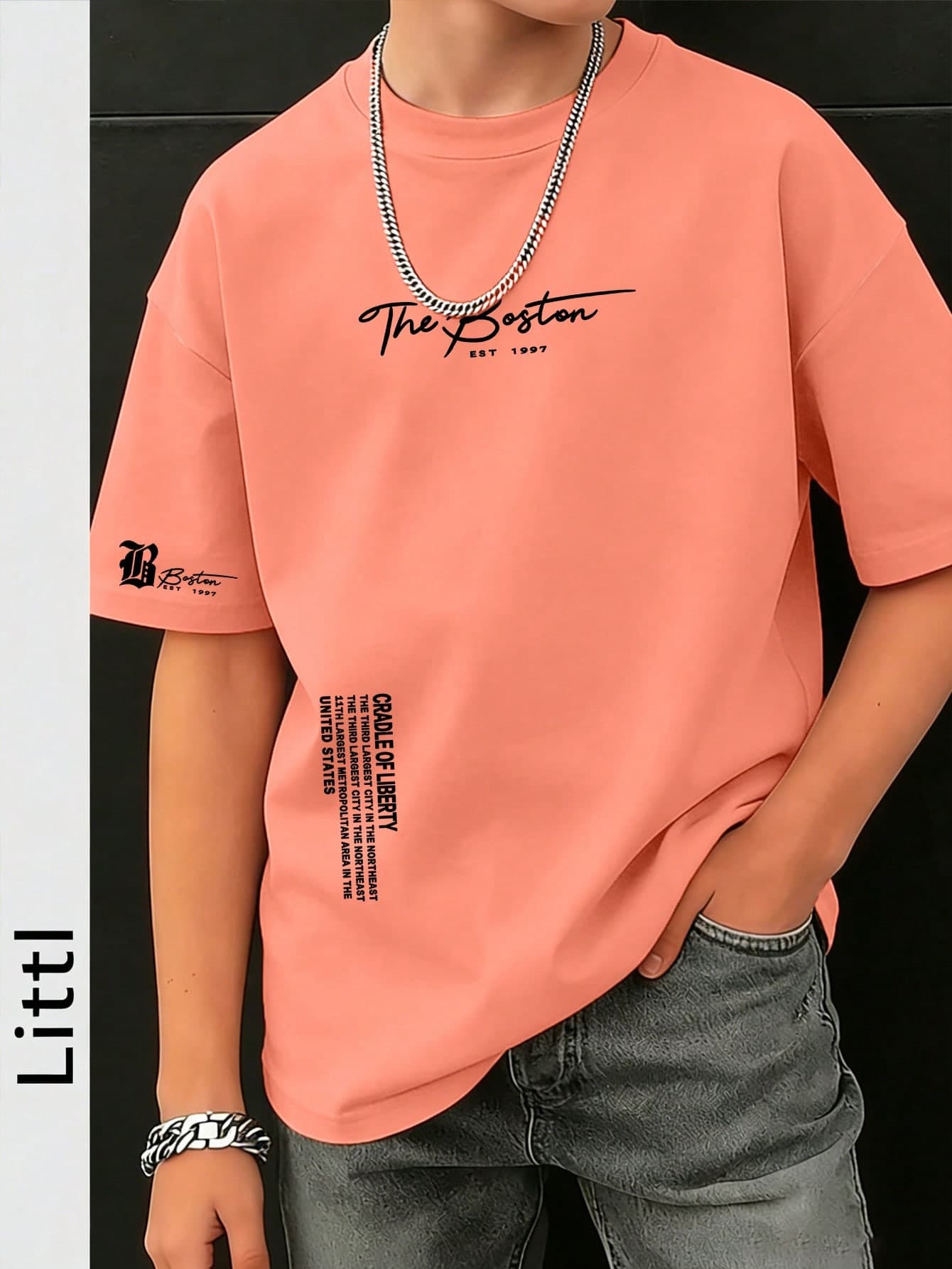 Tween Boys Casual Printed Crew Neck Short Sleeve T-Shirt, Summer Top