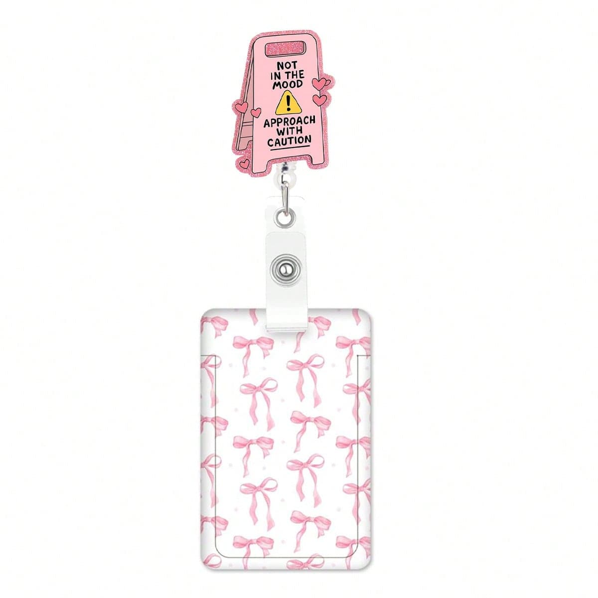 1 Set (Badge Holder + Card Sleeve) Nursing Medical Accessories Retractable Badge Reel, Women's Bow Pattern ID Card Holder With Rotating Crocodile Clip Back, Suitable For Nurses, Medical Staff, Drivers, Teachers, Interns, Office Daily Work, Gift