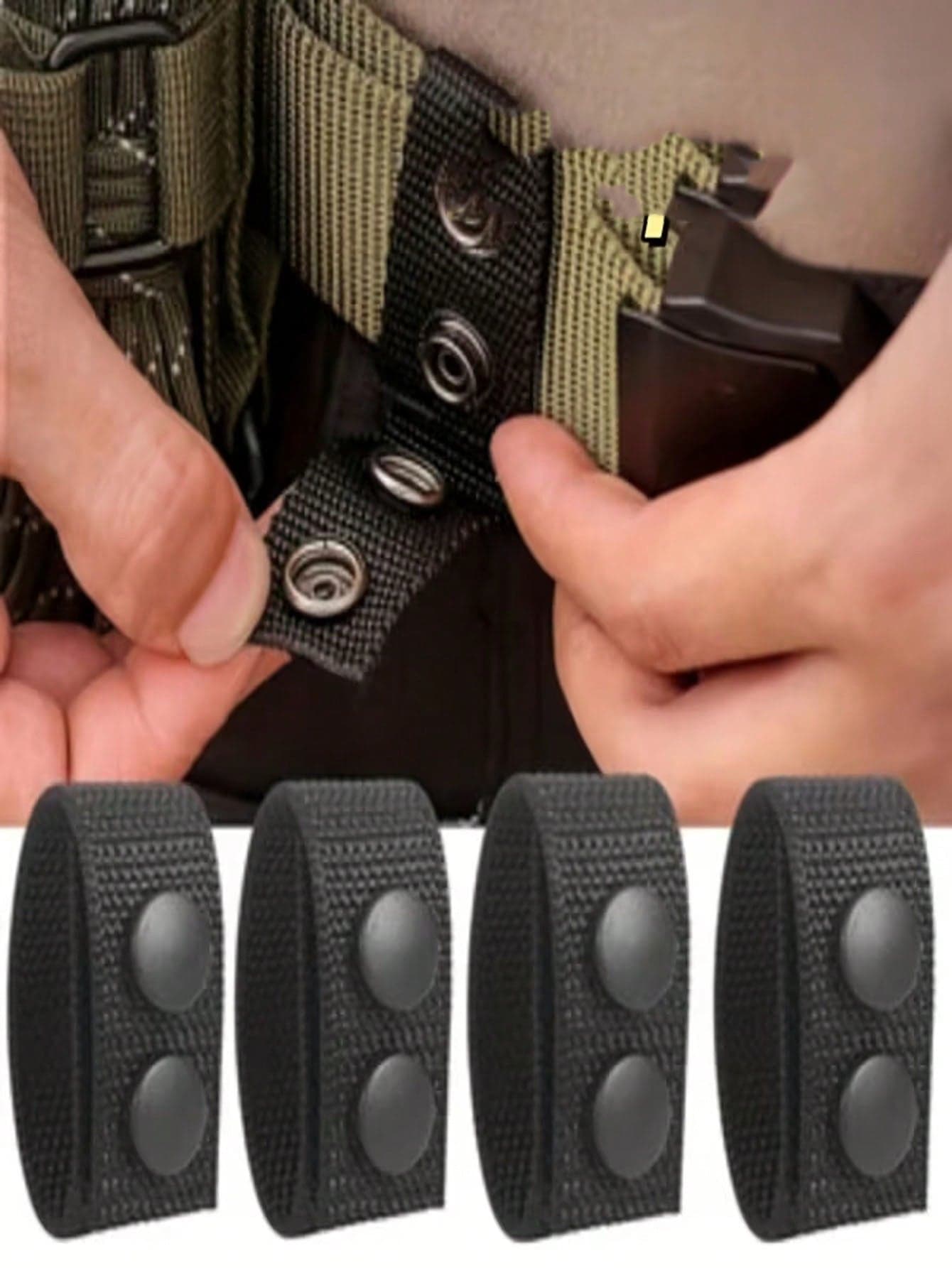 2/4pcs Black Outdoor Belt Buckle Fixer, Multifunctional Elastic Belt Buckle, Durable Gear Clip Belt Tightener, Suitable For Men's Belt Adjustment, Waistband, Buttons, Hiking And Cycling Accessories, Waistband, Women's Belt, Buttons, Belt Buckle, Suit Clothing, Waist Tightening Accessories.