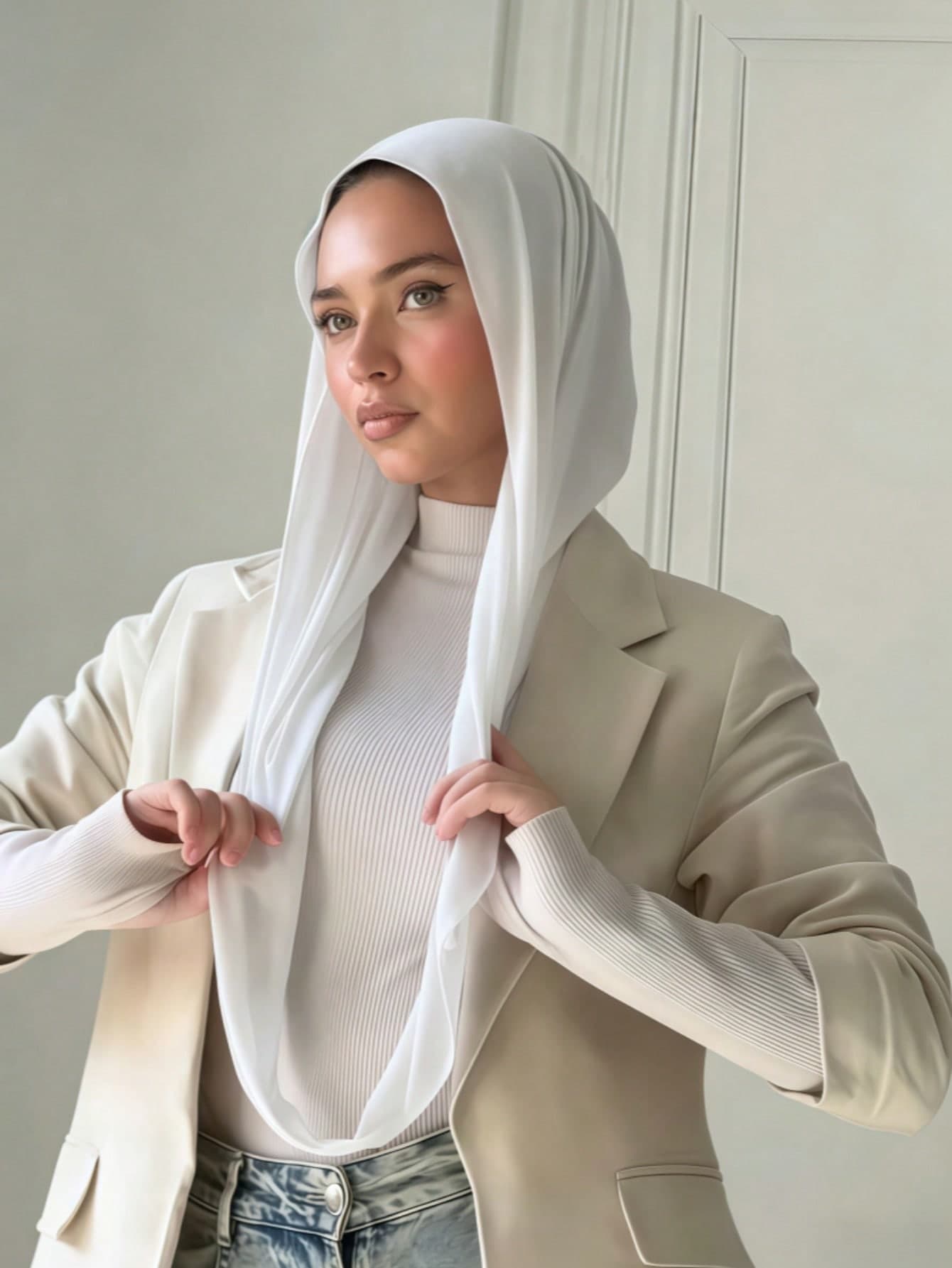 1pc Women's Instant Classic Basic Solid Color Hijab, Pre-Sewn Twisted Neck Scarf, Multiple Wearing Styles