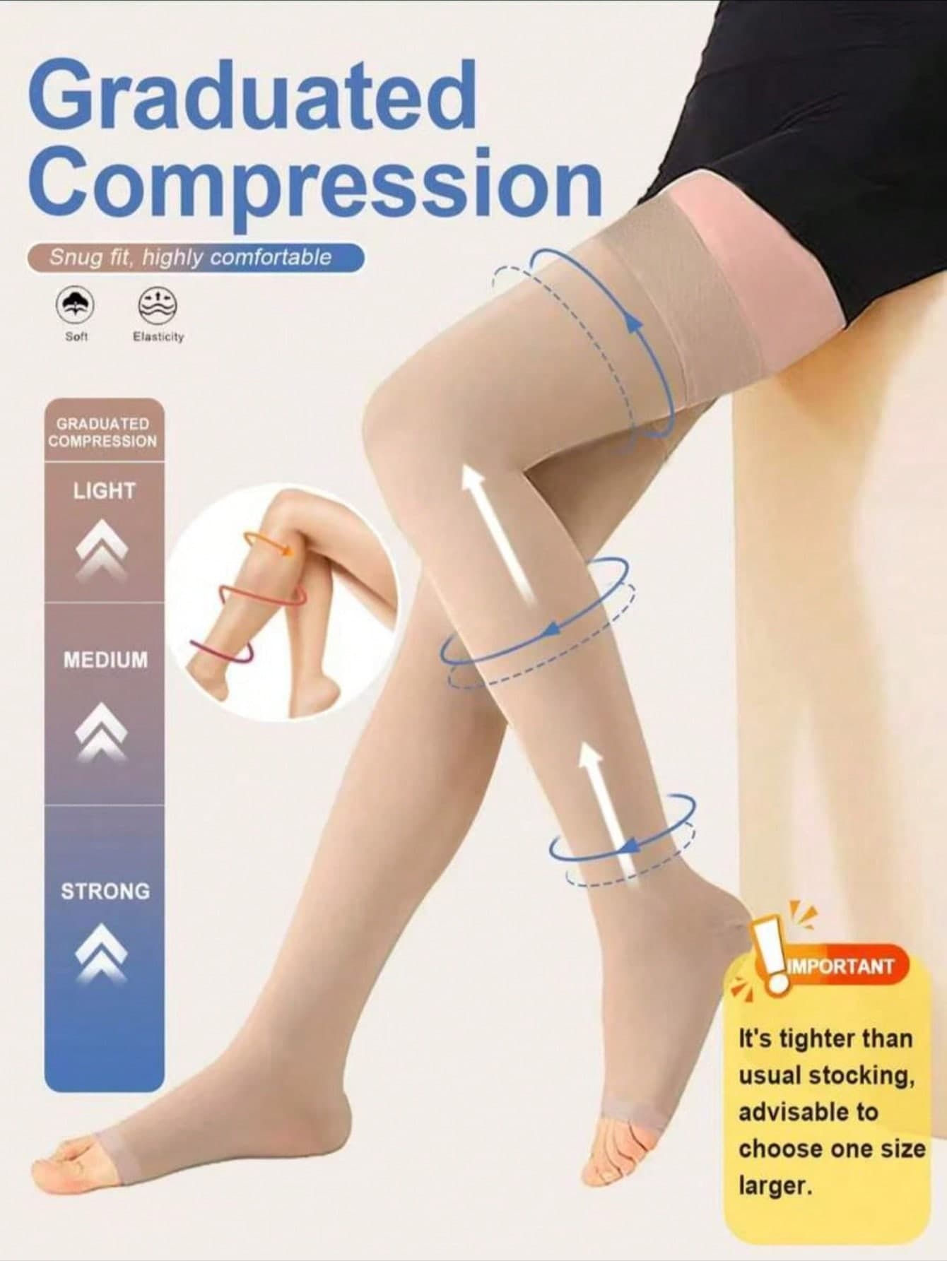 Unisex Compression Socks, Knee-High Toeless, Graduated Support, Silicone Non-Slip, Suitable For Running, Sports, Yoga, Travel, Comfortable And Warm