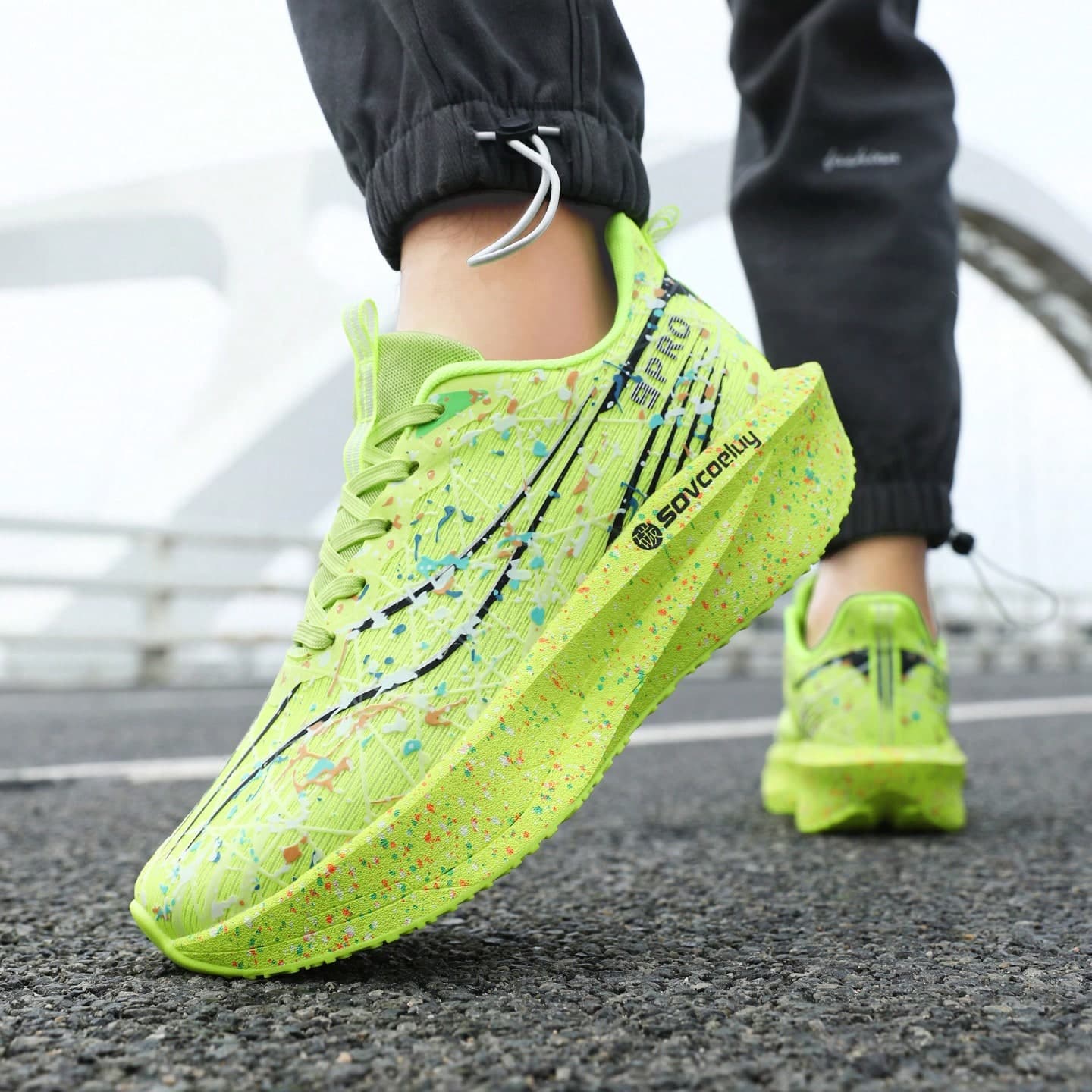 2026 New High-Quality Unisex Lightweight Casual Sports Shoes, Breathable Mesh Upper, Thick Sole With Shock Absorption, Lace-Up Front, Rubber Outsole With Anti-Slip Carbon Plate, Suitable For Everyday Wear, Festivals, Marathons, Available In Multiple Colors For Couples